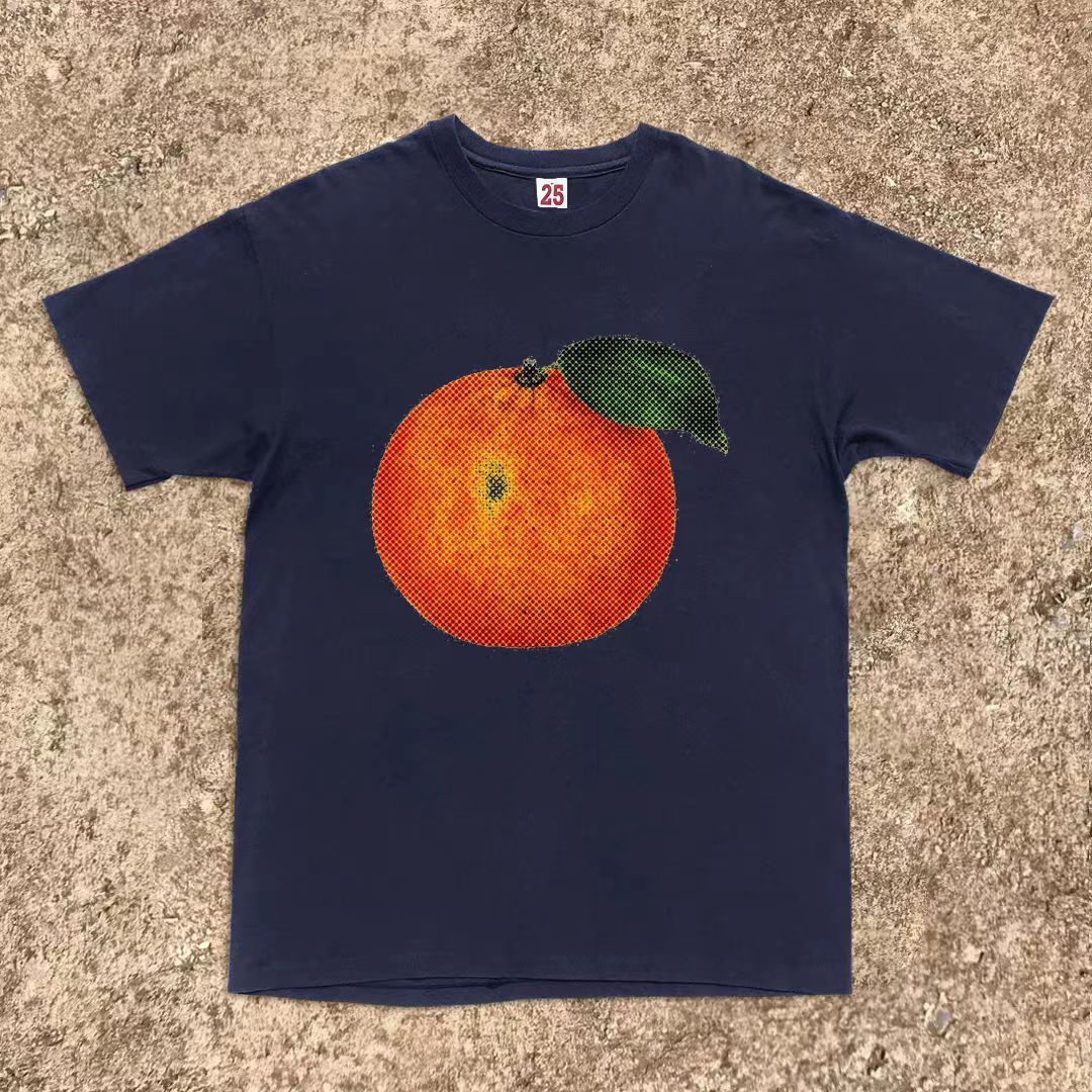Japanese Brand × Vintage Blue street loose retro orange print t-shirt Size US M / EU 48-50 / 2 - 1 Thumbnail