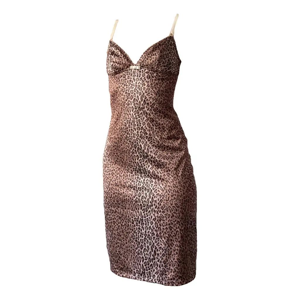 Dolce & Gabbana Dolce & Gabbana Brown Leopard Satin Slip Dress Size Large NW Size L / US 10 / IT 46 - 2 Thumbnail