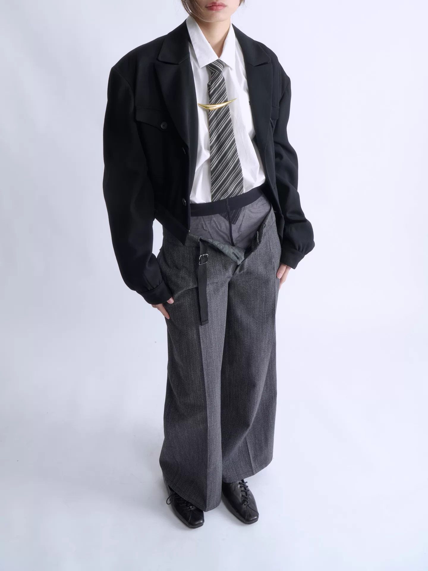 Miu Miu MIU MIU 90s-00s Gray Wool-Blend Neutral Tailored Trousers 38 Size 26" / US 2 / IT 38 - 6 Thumbnail