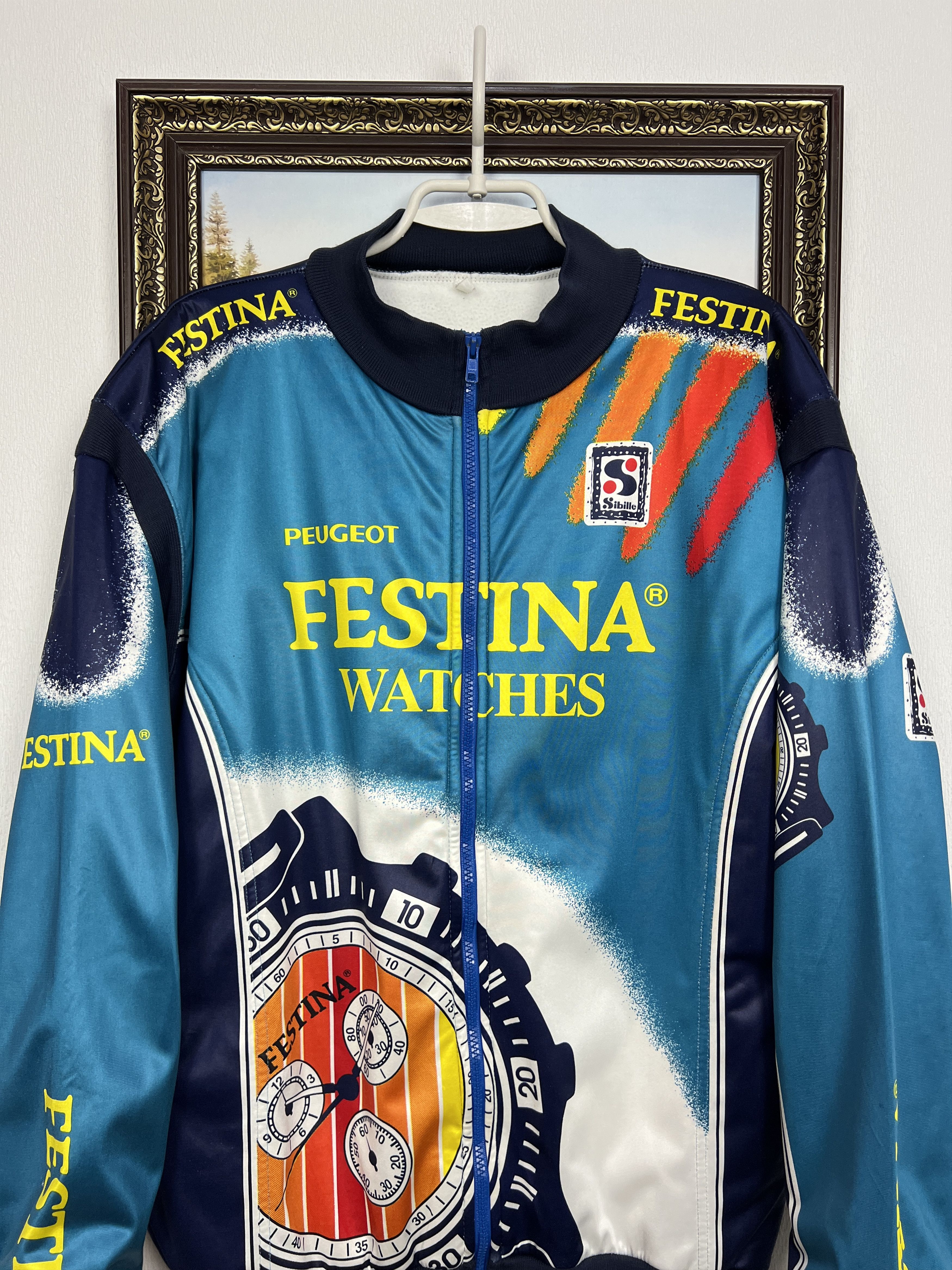 Vintage Festina Sibille Bike Jacket Cycling Long Sleeve Jersey Size US XL / EU 56 / 4 - 2 Thumbnail