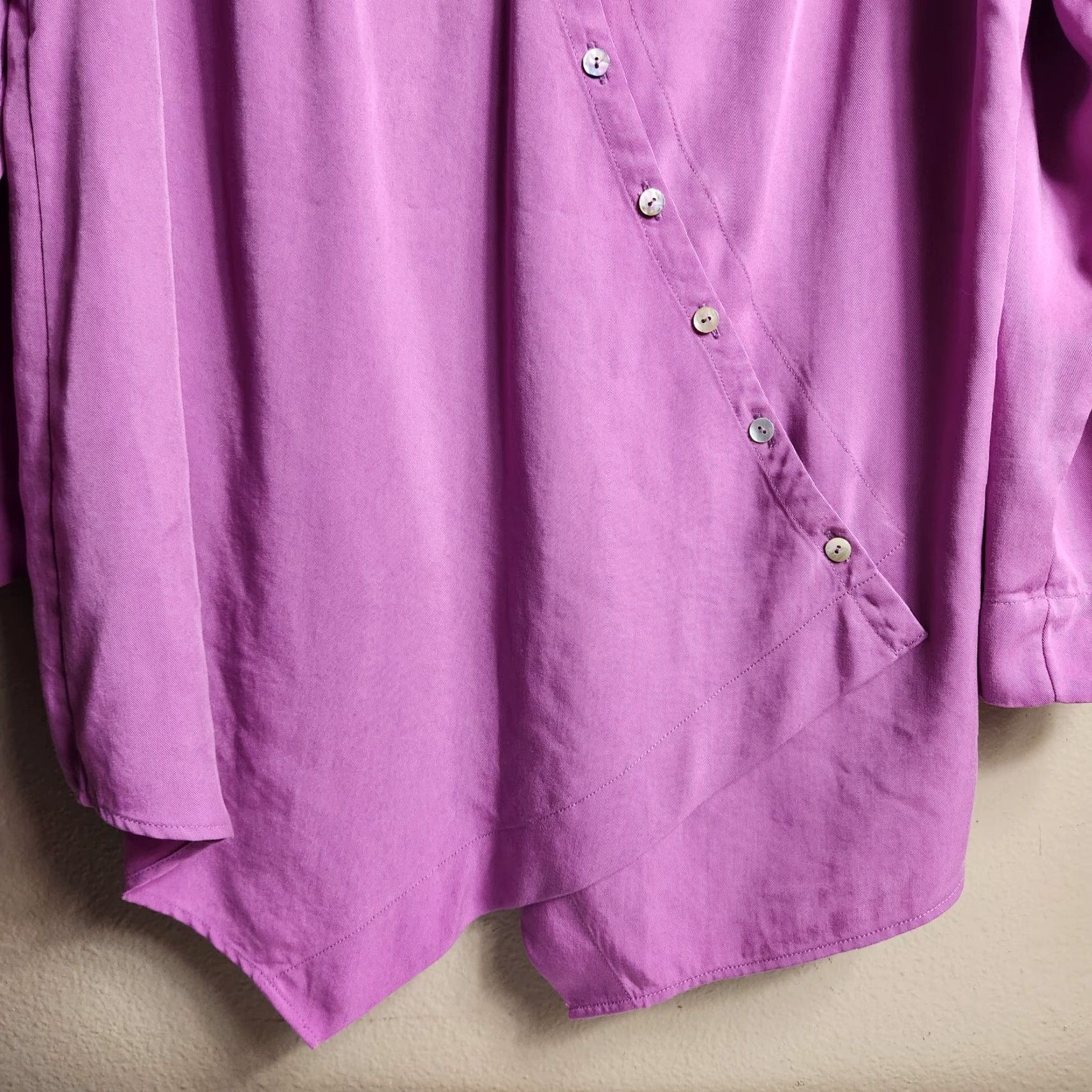 Soft Surroundings Soft Surroundings Womens Pink Lilac Washed Tencel Roll Tab Sleeve Tunic-Size L Size L / US 10 / IT 46 - 6 Thumbnail