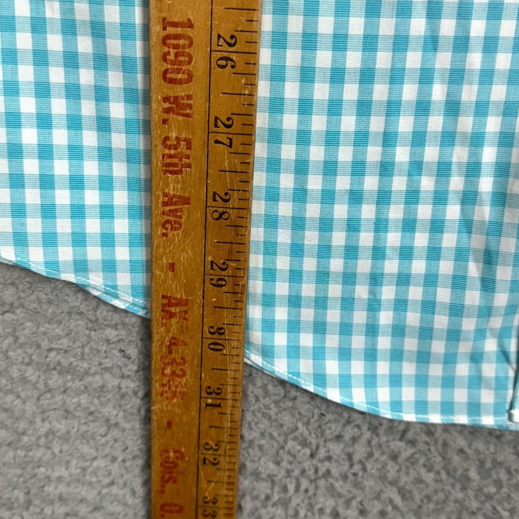 Brooks Brothers Brooks Brothers Dress Shirt Men 15.5-33 Supima Cotton Gingham Classic Fit Non-Iron 100% Blue Teal Check EUC Size 42R - 6 Thumbnail