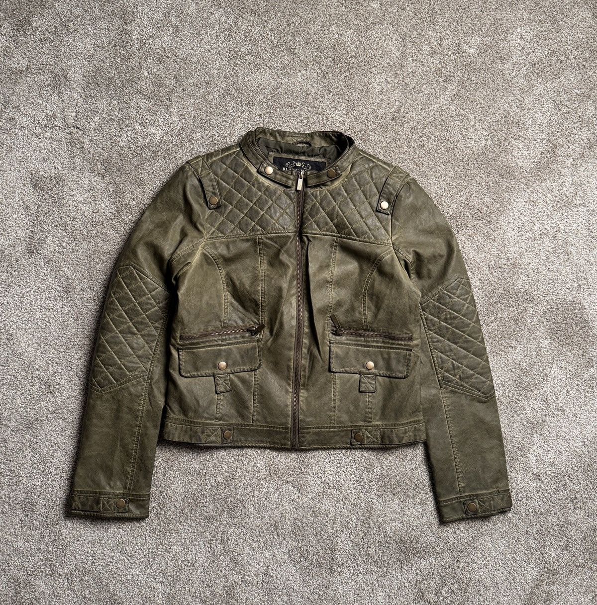 Blanc Noir BLANC NOIR OVERDYED FAUX LEATHER QUILTED MOTO JACKET Size L / US 10 / IT 46 - 1 Thumbnail