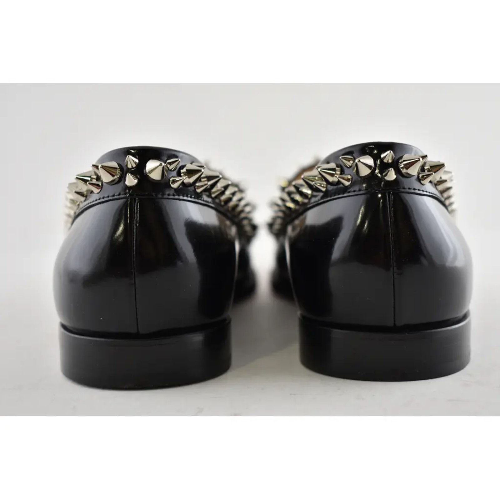 Christian Louboutin Mattia Spikes Donna Flat Black Calf Leather Slip Loafer 39 Size US 9 / IT 39 - 10 Thumbnail