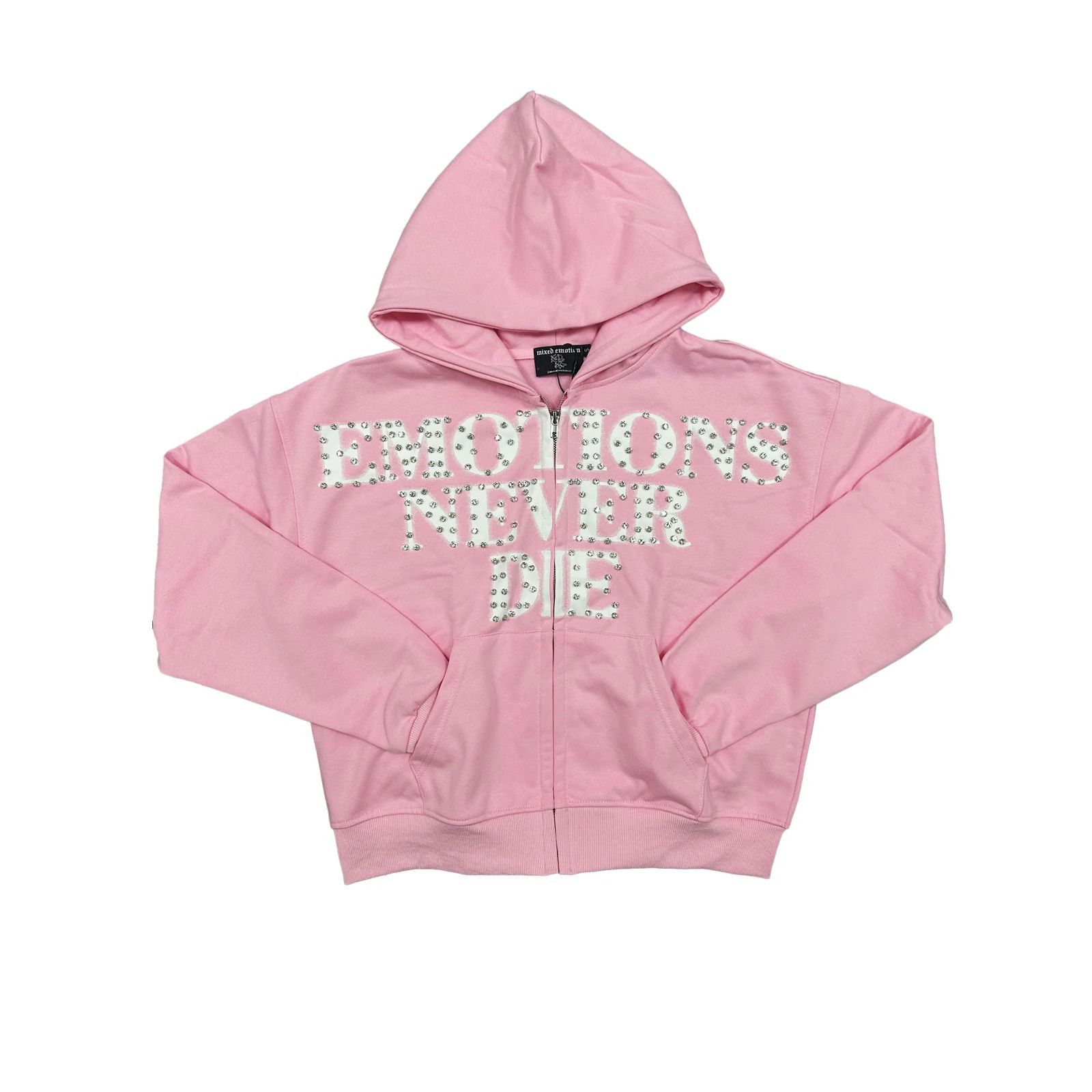 Other Mixed Emotions 'END' Pink Rhinestone Hoodie Size L / US 10 / IT 46 - 1 Preview