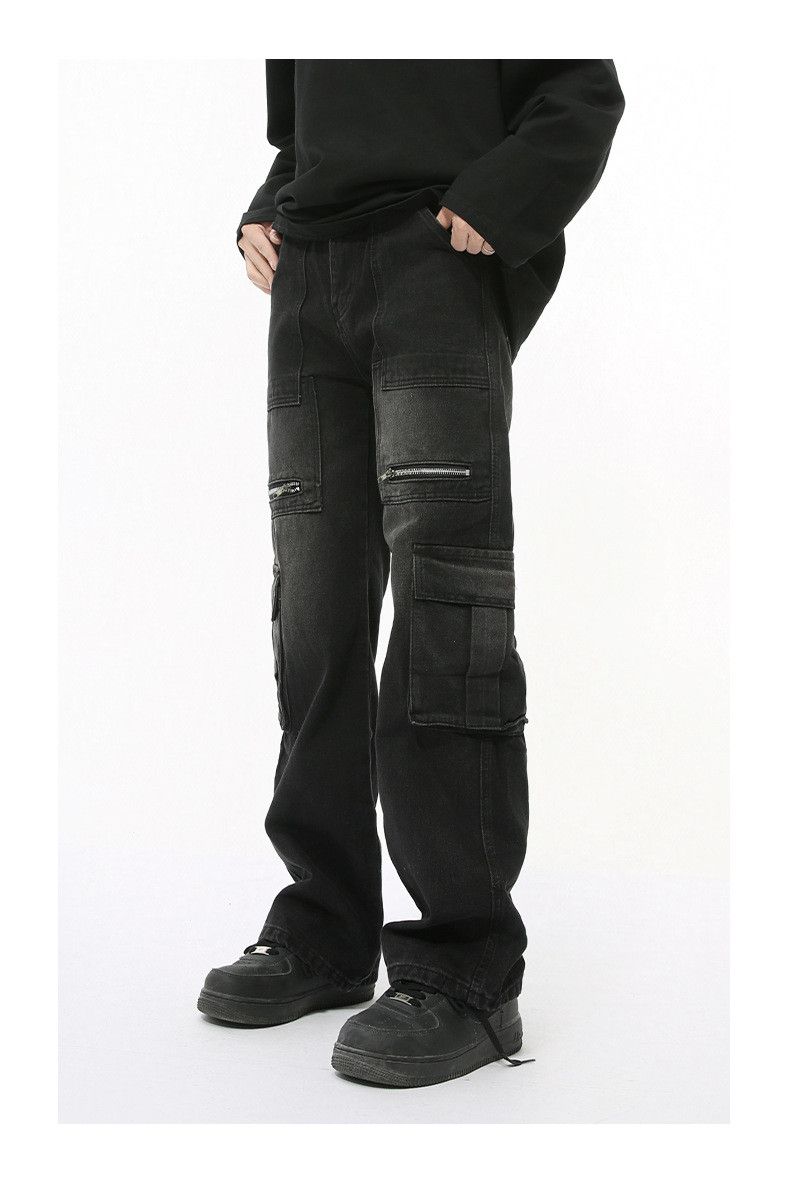 Japanese Brand × Jean Washed vintage zipper patchwork multi-pocket work jeans Size US 32 / EU 48 - 4 Thumbnail