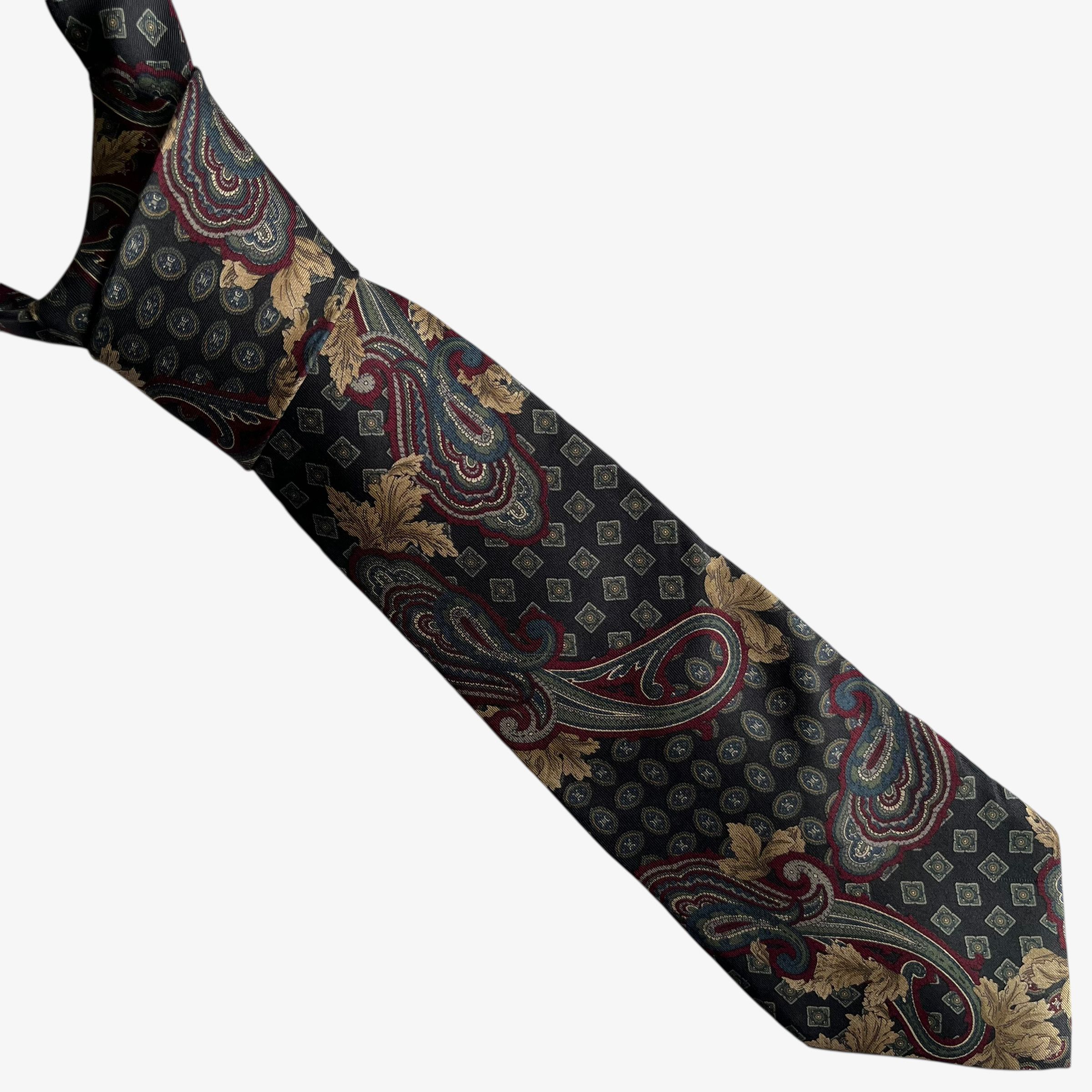 Courreges Vintage 90s Courreges Abstract Geometric Paisley Silk Tie Size ONE SIZE - 1 Thumbnail