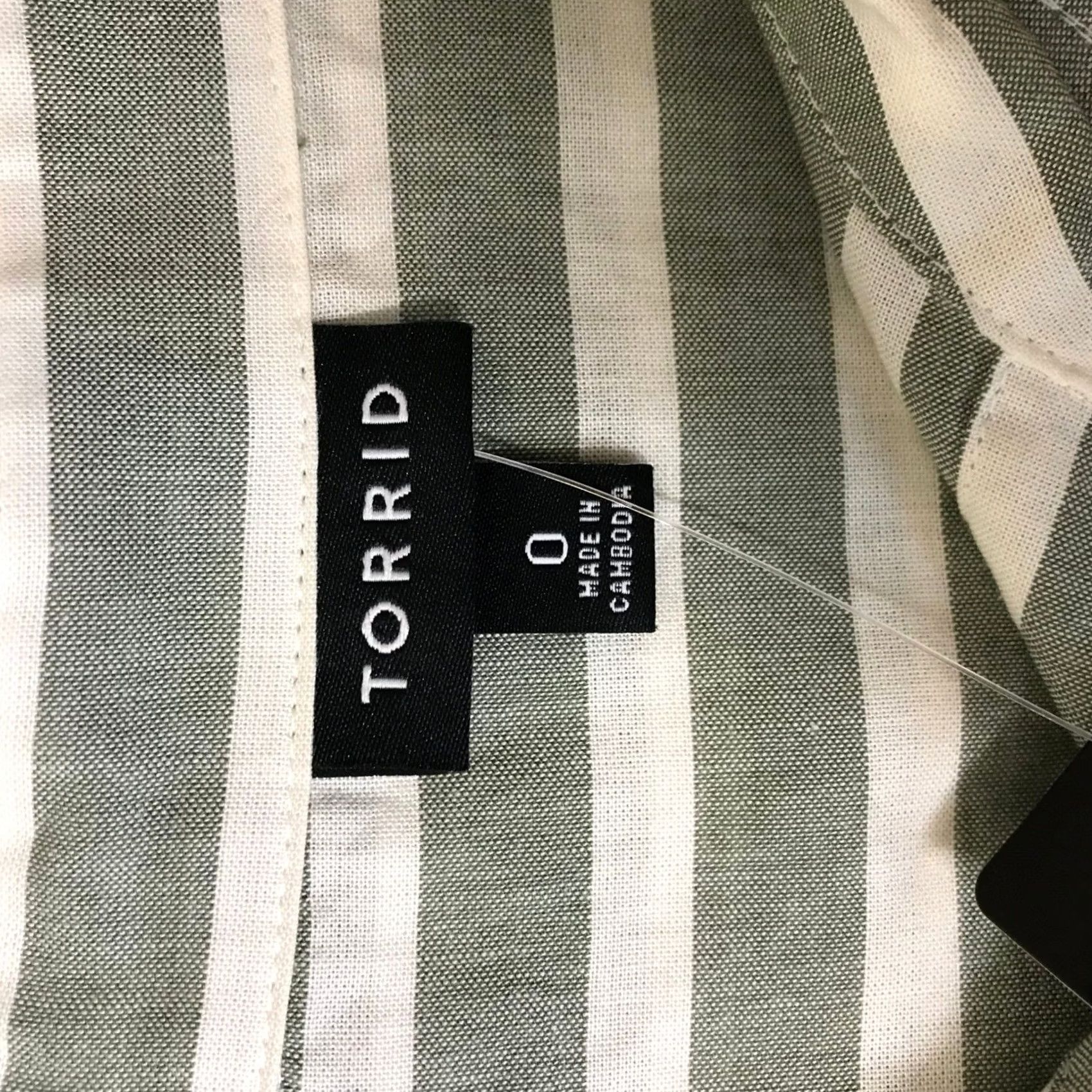 Torrid Torrid Olive Green White Striped Cotton Rayon Drop Shoulder Shirt L 0 12 Size L / US 10 / IT 46 - 7 Thumbnail