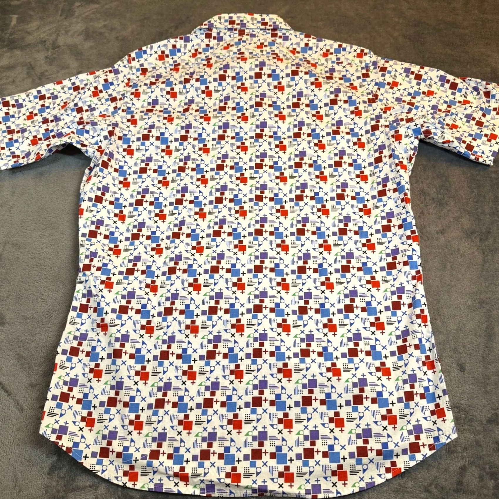 Cremieux Cremieux Shirt Geometric Stretch Short Sleeve Mens Small White Multicolor Button Up NWT Size US S / EU 44-46 / 1 - 6 Thumbnail