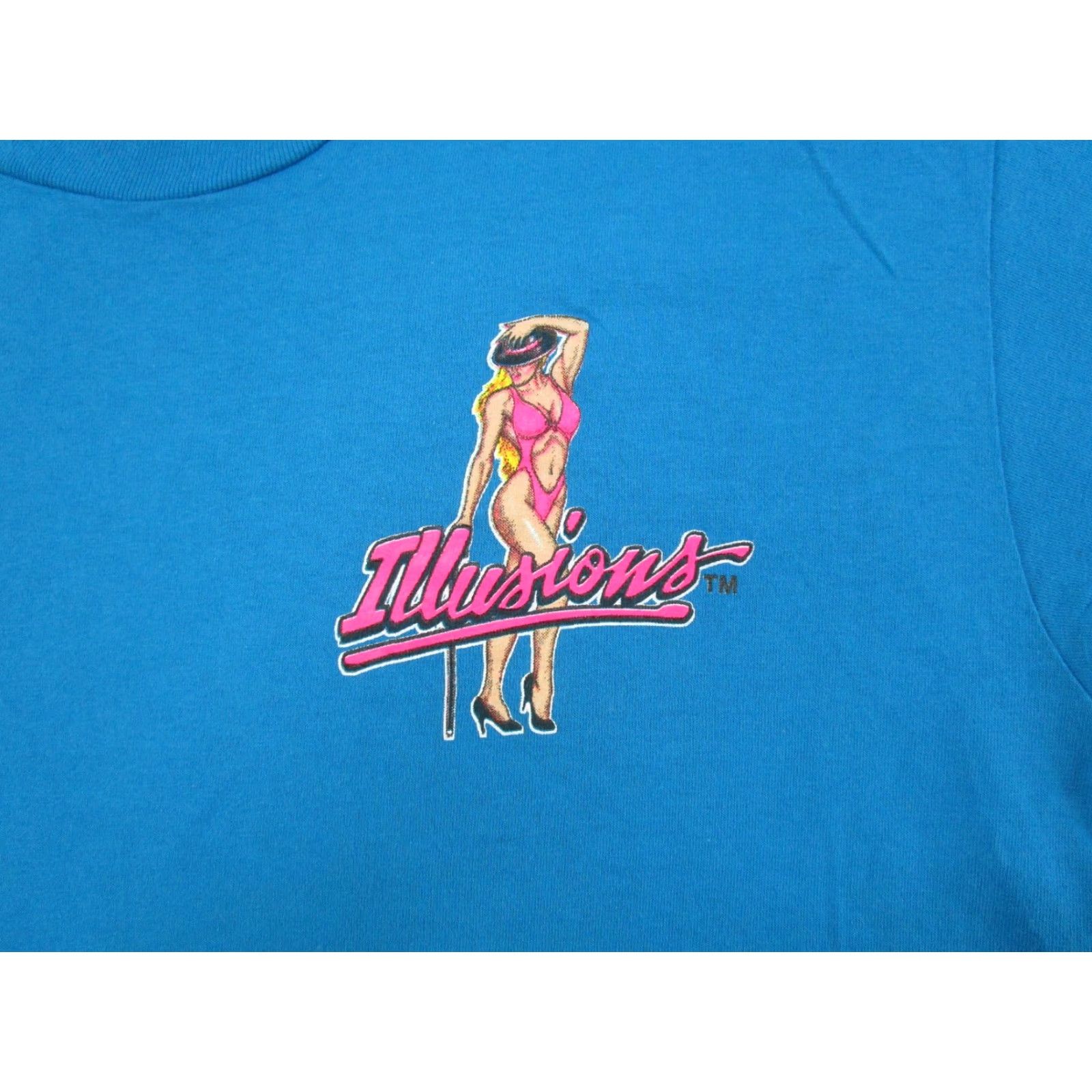 Anvil VTG 90s Anvil Shirt Illusions Strip Club Double-Sided T-Shirt Cocoa Beach XL Blue Men Size US XL / EU 56 / 4 - 2 Thumbnail