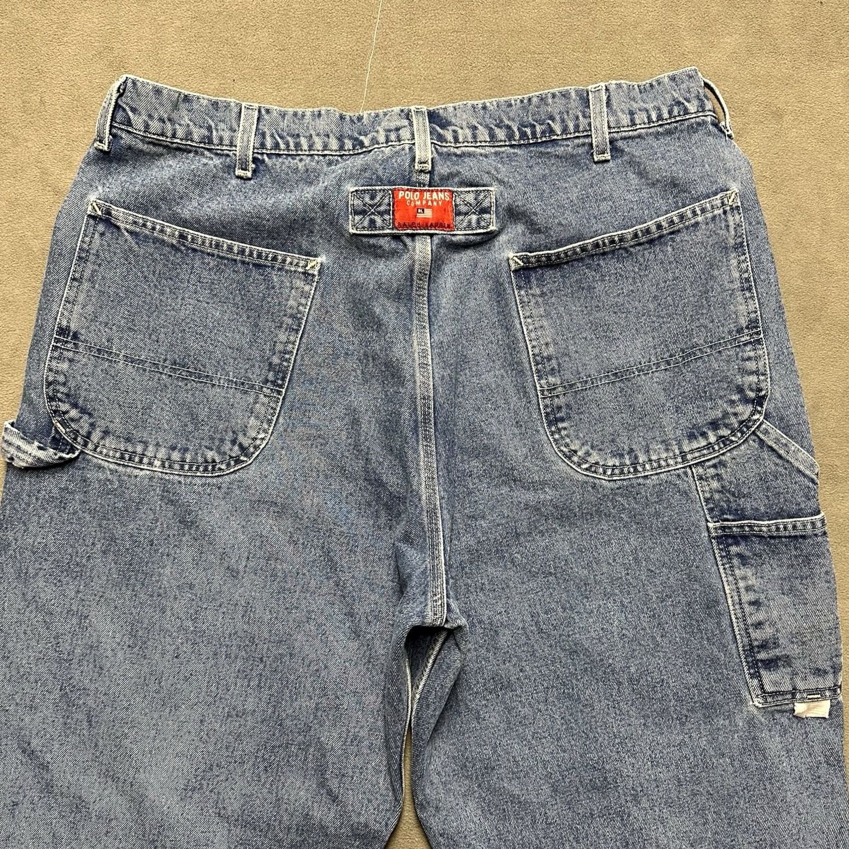 Polo Ralph Lauren VINTAGE Polo Ralph Lauren Jeans Mens 38x32 Carpenter Painter Pant Blue 90s Baggy Relaxed Fit Solid Denim Size US M / EU 48-50 / 2 - 2 Thumbnail