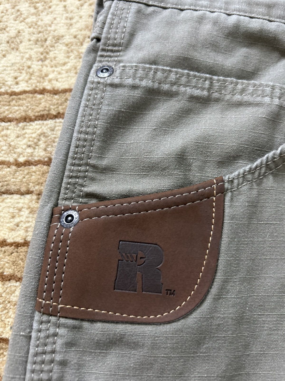 Japanese Brand × Vintage × Wrangler Vintage Wrangler Riggs Workwear Olive Carpenter Pants Size US 34 / EU 50 - 10 Thumbnail
