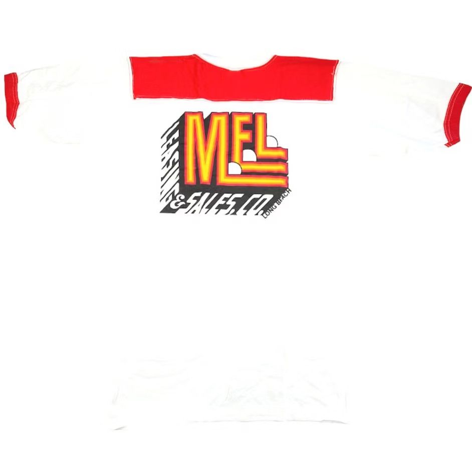 Vintage VINTAGE MEL Long Beach T Shirt Mens Large Red 80s Ringer Tee Made In USA MT Short Sleeve Crew Neck White Cotton Blend Stedman Mens T-Shirt Size US L / EU 52-54 / 3 - 4 Thumbnail