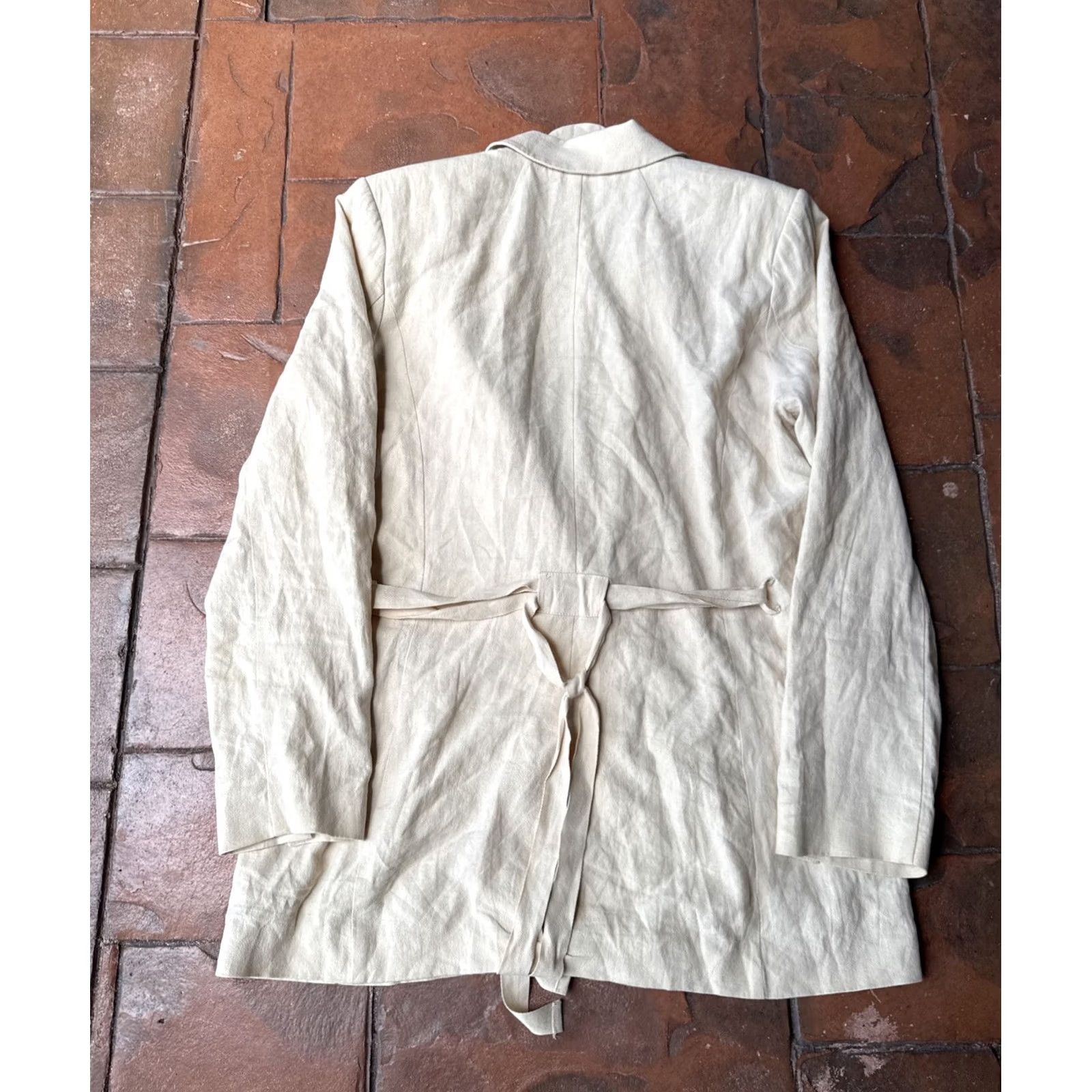 Free People Free People Olivia Blazer Womens Large Beige Linen Blend Blazer Jacket Size M / US 6-8 / IT 42-44 - 3 Thumbnail