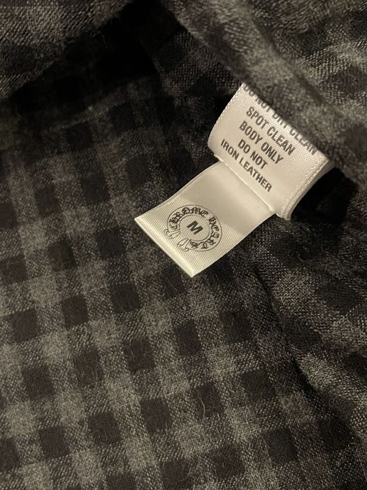 Chrome Hearts Silver Detailed Black & Grey Checkered Wool Button Up ...