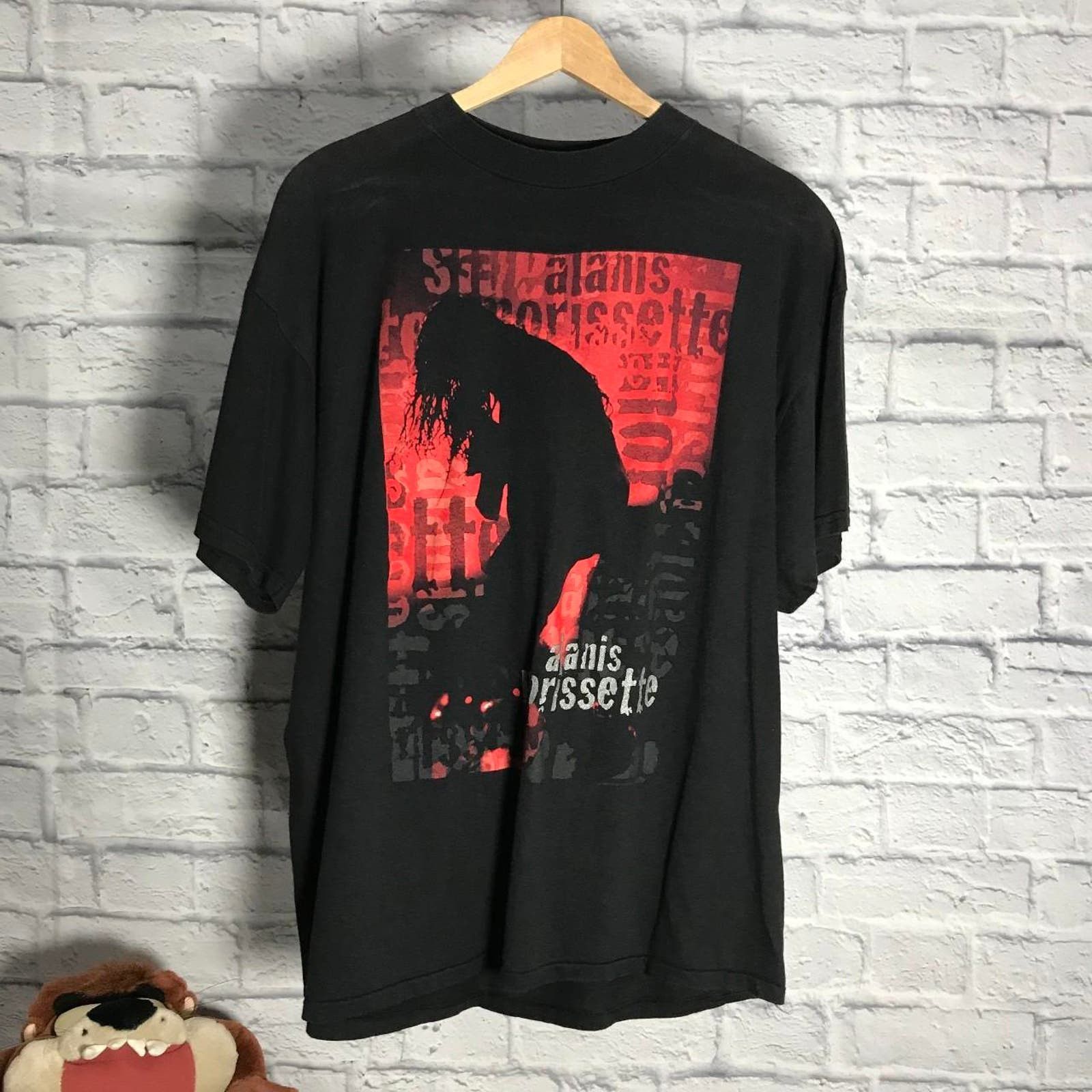 image of Rock Band x Vintage 1998 Alanis Morissette Tour Graphic T-Shirt in Black, Men's (Size Large)