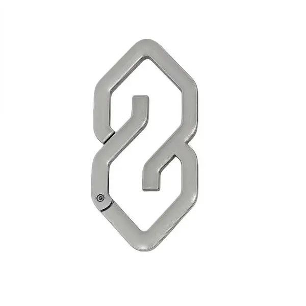 Jewelry Silver Geometric Metal Carabiner Clips, Keychain Hooks Size ONE SIZE - 3 Thumbnail