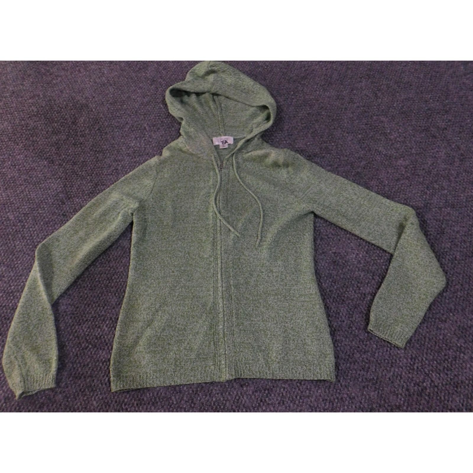 Loft LOFT Ann Taylor Hoodie Sweater Womens XS Green Full Zip Knit Marled Hooded Size XS / US 0-2 / IT 36-38 - 3 Thumbnail