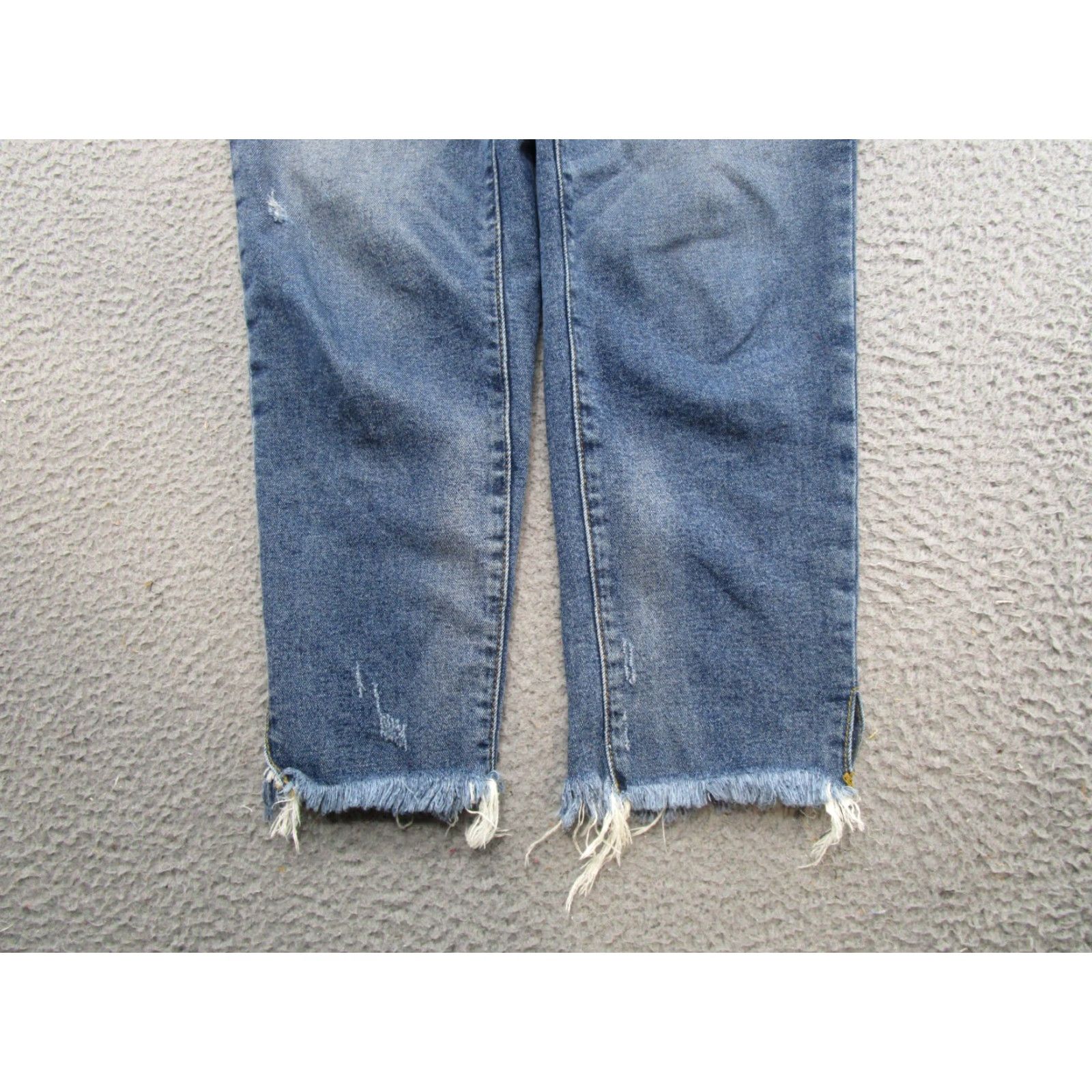 Vintage Kancan Distressed Denim High Rise Raw Cut Off Hem Ankle Jeans 27 Blue Womens Jeans Size 27 Distressed Denim Ankle KanCan Size 27" / US 4 / IT 40 - 2 Thumbnail