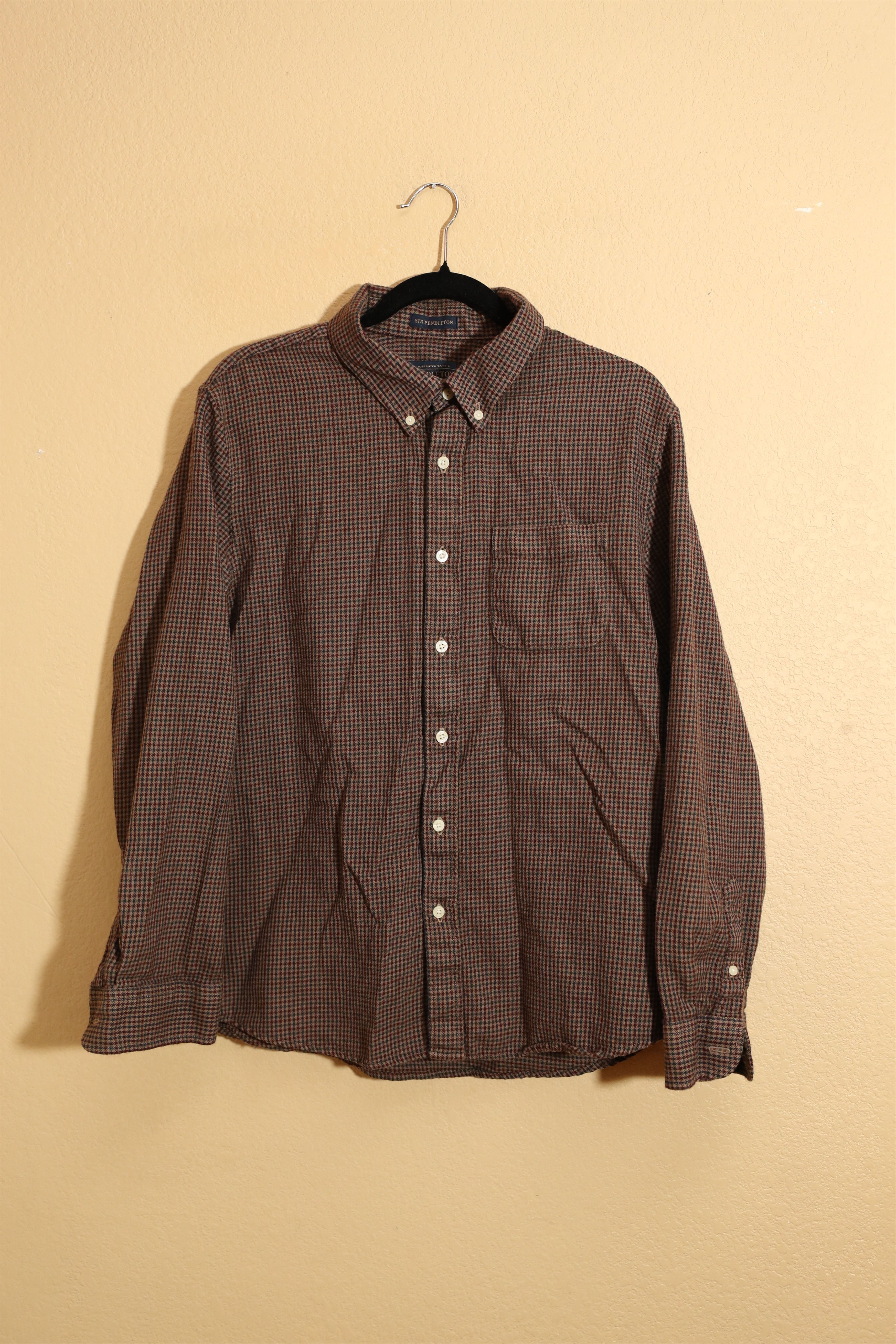 Pendleton Sir Pendelton Brown Houndstooth L/S Buttonup (XL) Size US XL / EU 56 / 4 - 1 Thumbnail