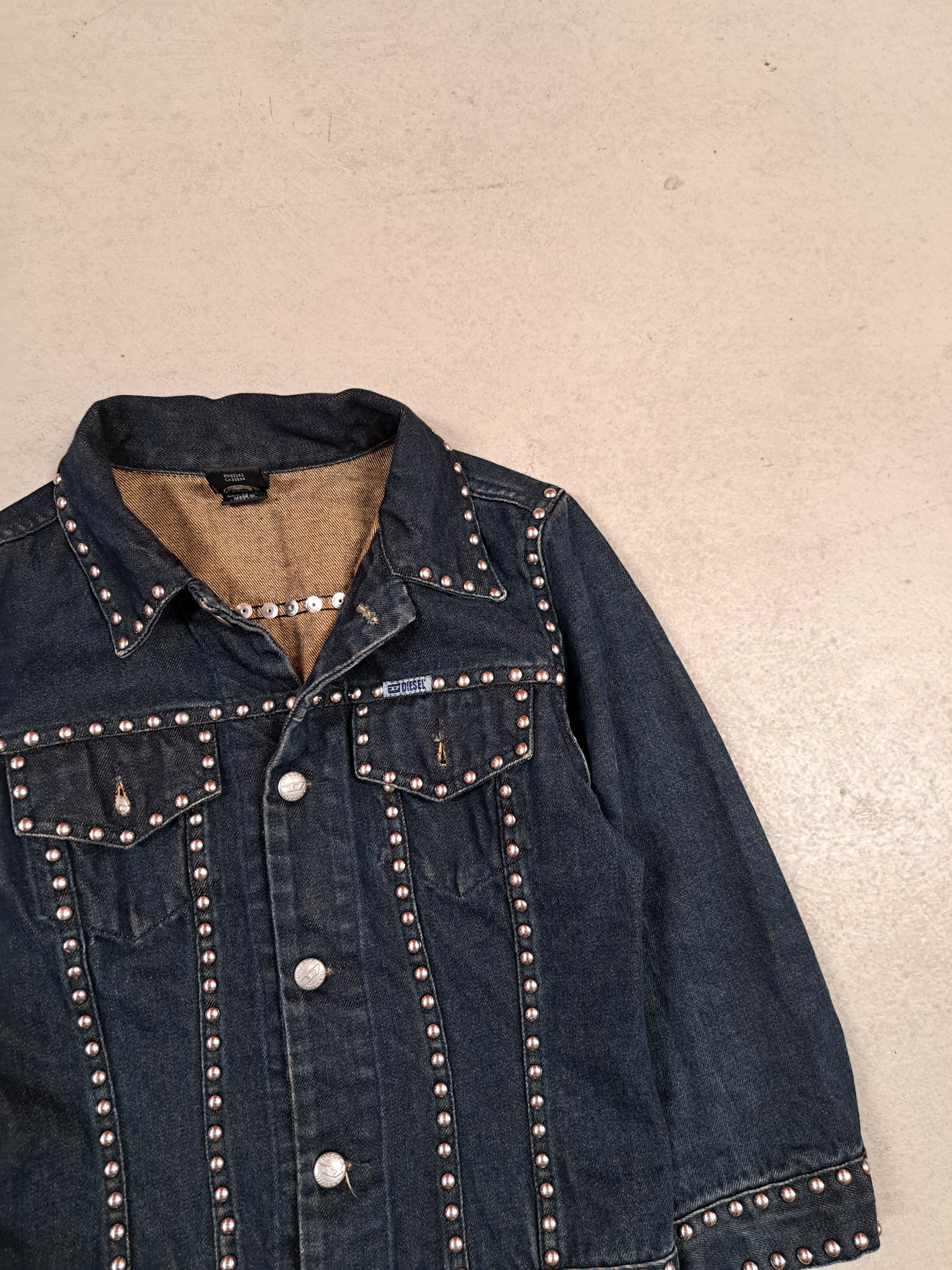 Diesel Vintage y2k Diesel Sick Cropped Studded Denim Jacket Size S / US 4 / IT 40 - 4 Thumbnail