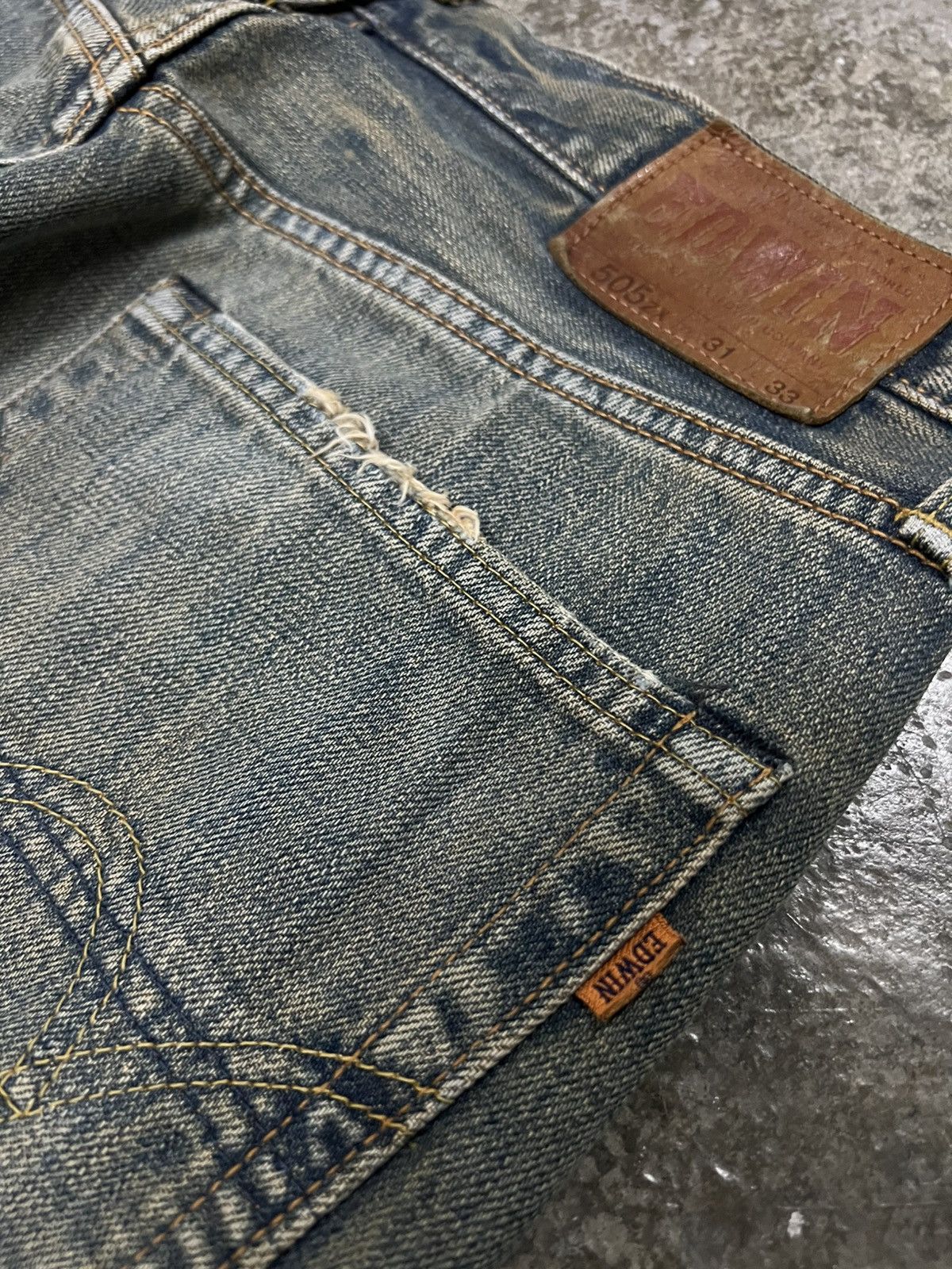Japanese Brand 💥Rusty Edwin 505ZX Selvedge Orange Tab Jean Size US 31 - 19 Thumbnail
