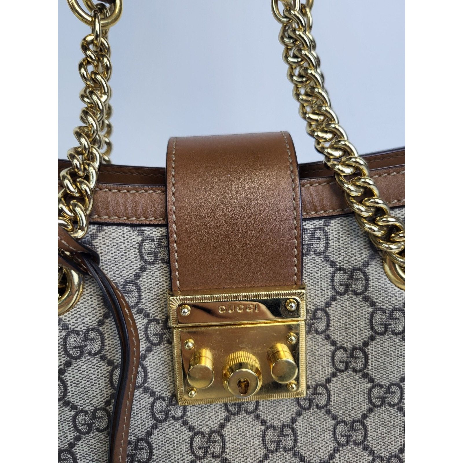 Gucci Gucci Padlock Shoulder Bag Small Brown Canvas Shoulder Bag Size ONE SIZE - 3 Thumbnail