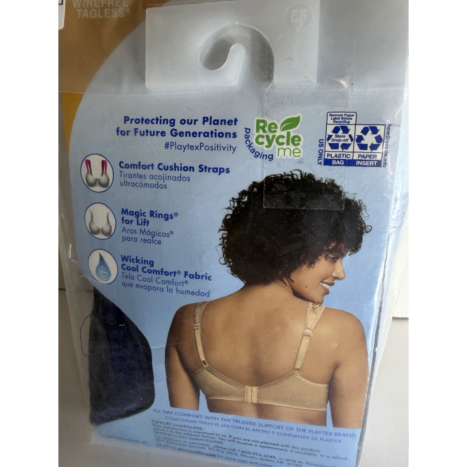 Vintage Playtex 18 Hour Ultimate Lift & Support Wirefree Bra-4745 42DDD Blue Velvet New Size ONE SIZE - 6 Thumbnail