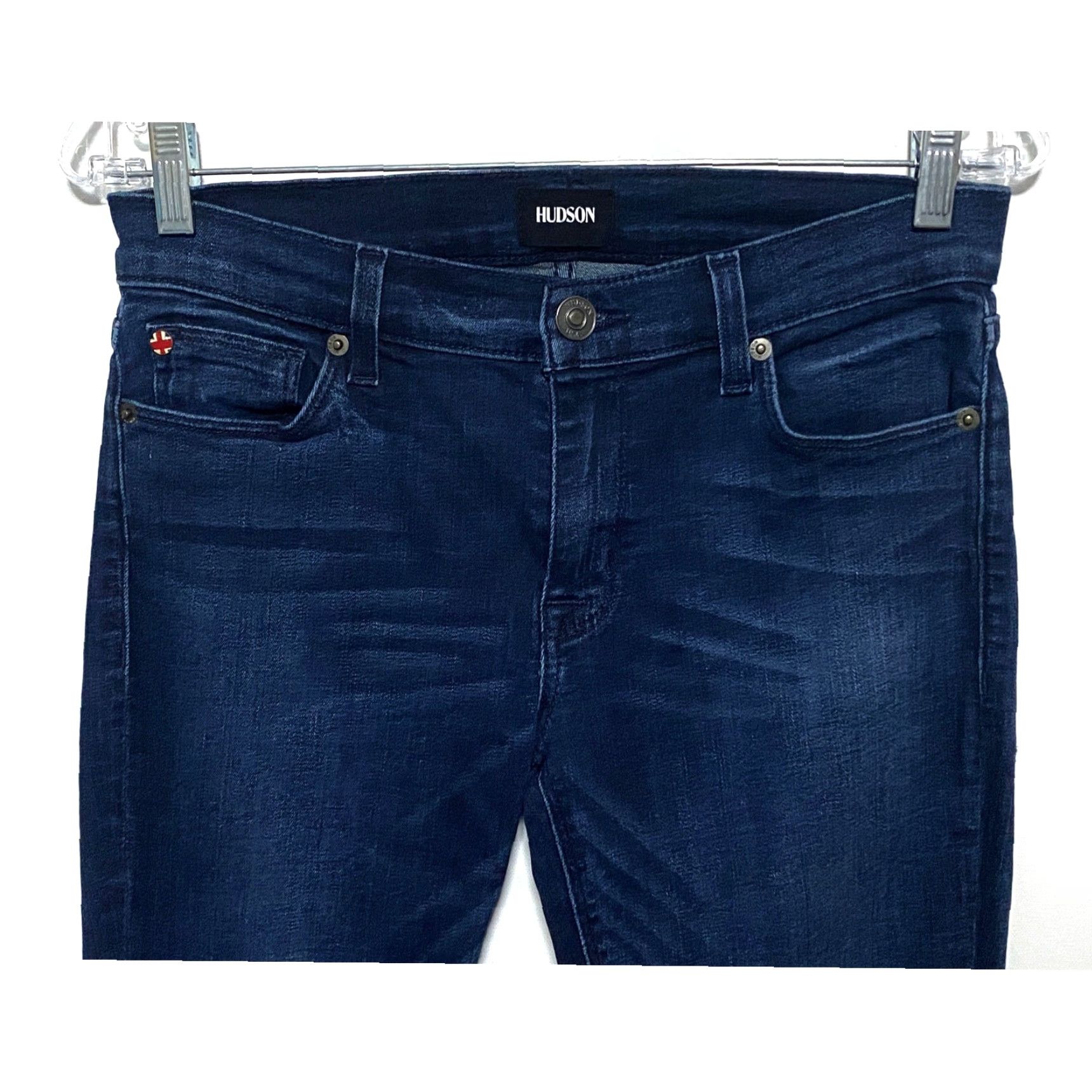 Vintage Hudson Jeans Krista Super Skinny Womens 27 Raw Hem Dark Wash Stretch Y2K Preppy Jeans Womens Jeans Stretch Medium Wash Size 27" / US 4 / IT 40 - 4 Thumbnail