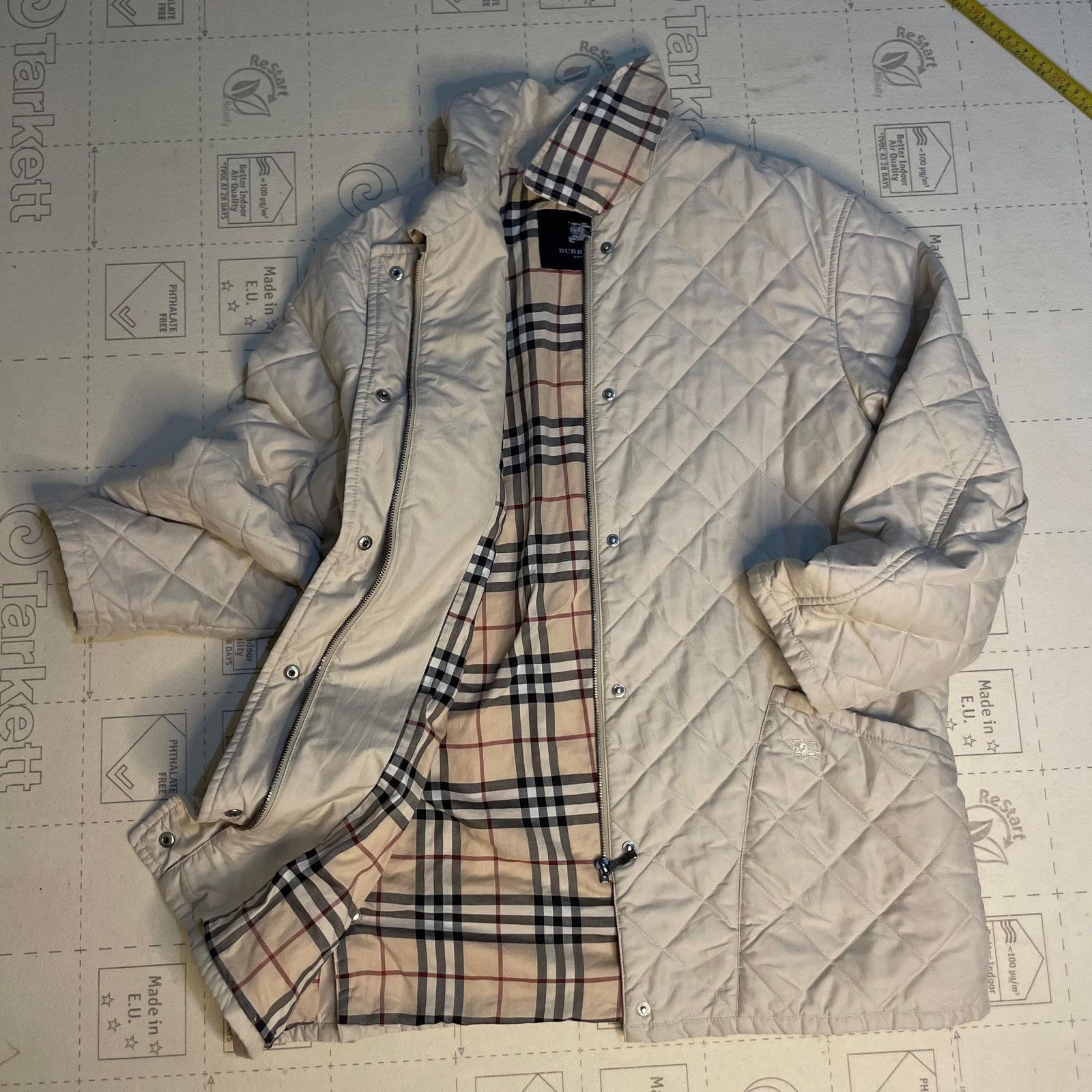 Burberry Vintage 90s Burberrys Spain Velour Quilted Overshirt