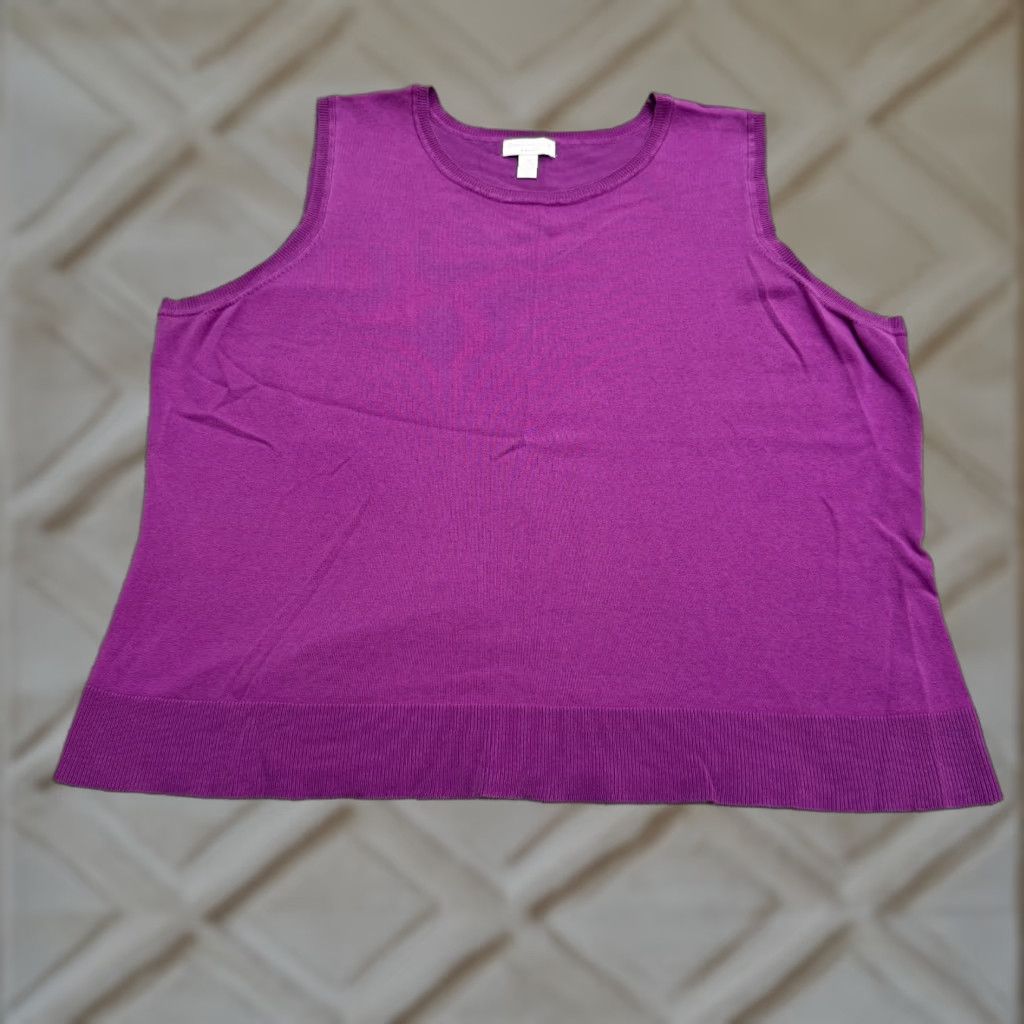 Charter Club VINTAGE Charter Club Y2K Silk Blend Knit Tank Top Women 2X Purple Crew Neck Casual Vest Size XXL / US 16-18 / IT 52-54 - 1 Thumbnail