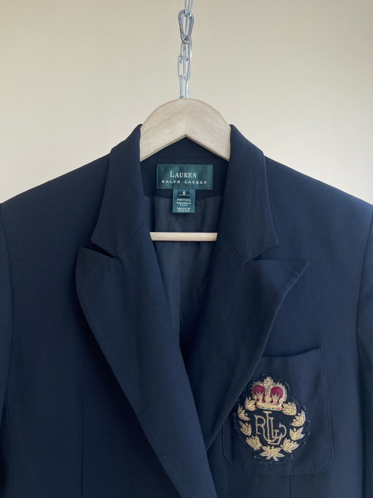 Lauren Ralph Lauren LRL Crown Crest Logo Double Breasted Wool Blazer Jacket 90s Size M / US 6-8 / IT 42-44 - 3 Thumbnail
