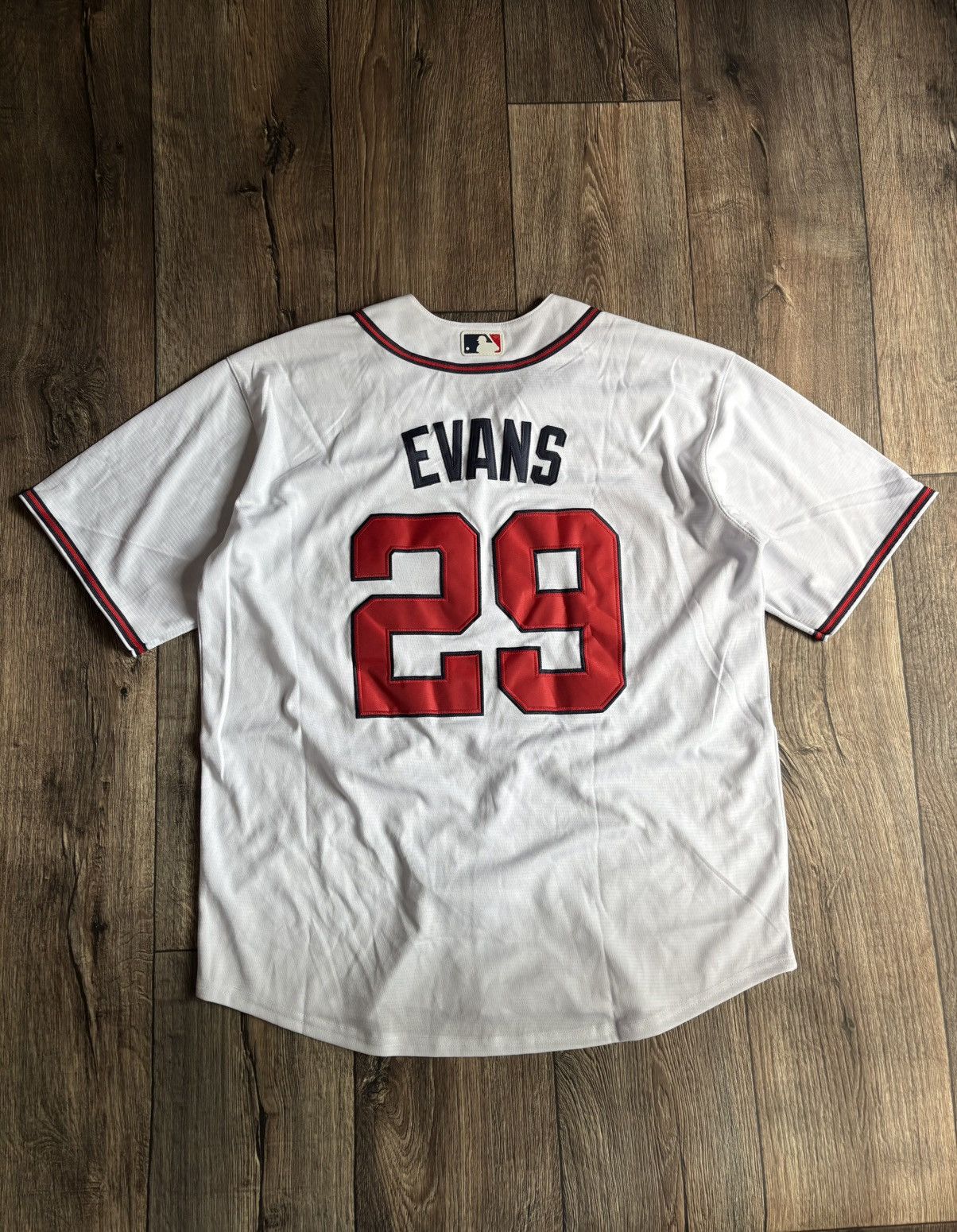 Nike Atlanta Braves Nike MLB Jersey Evans #29 White Home Button Size US L / EU 52-54 / 3 - 5 Thumbnail