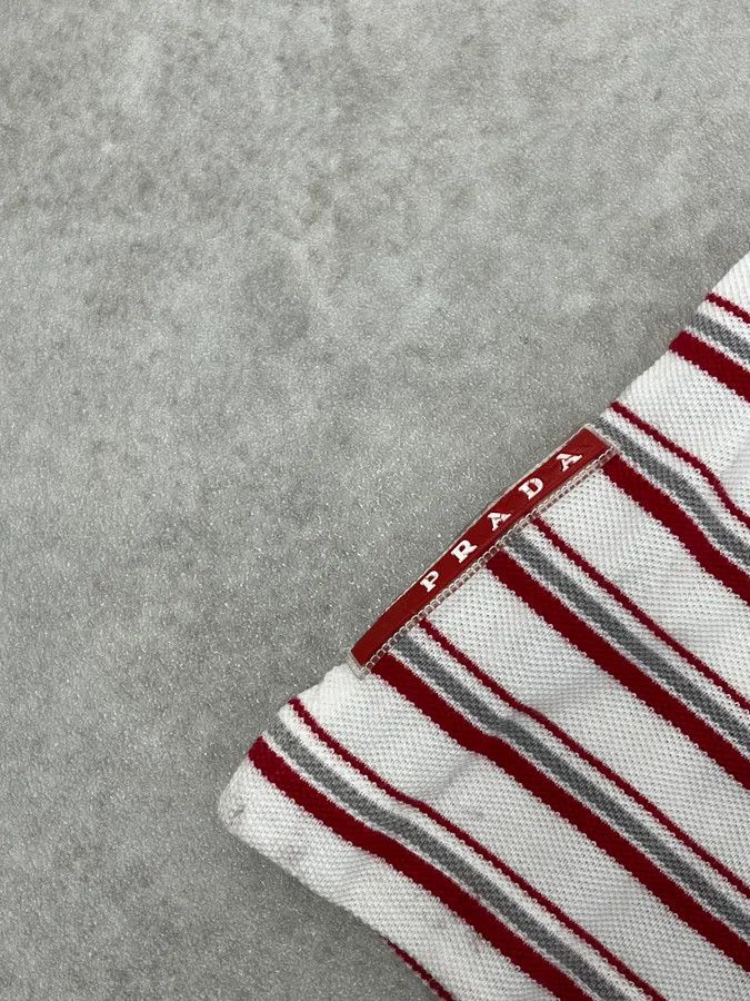 Prada 2000s Prada White & Red Stripes Polo Size US S / EU 44-46 / 1 - 7 Thumbnail