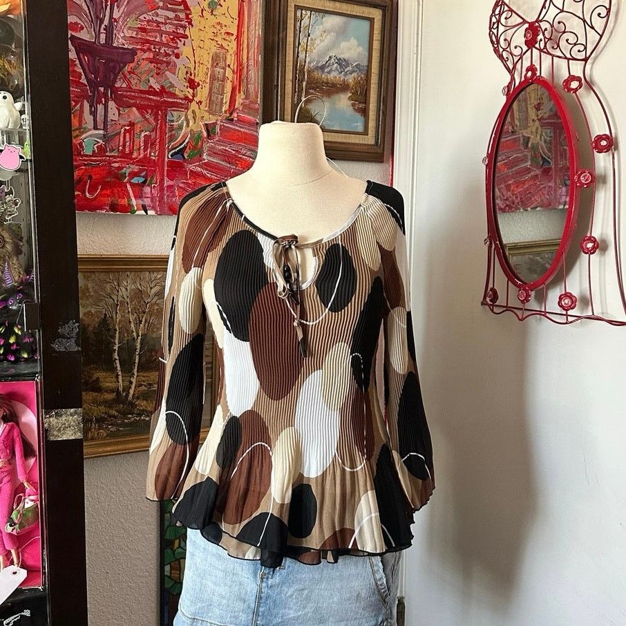 Other signature by larry levine brown long sleeve blouse Size M / US 6-8 / IT 42-44 - 1 Thumbnail