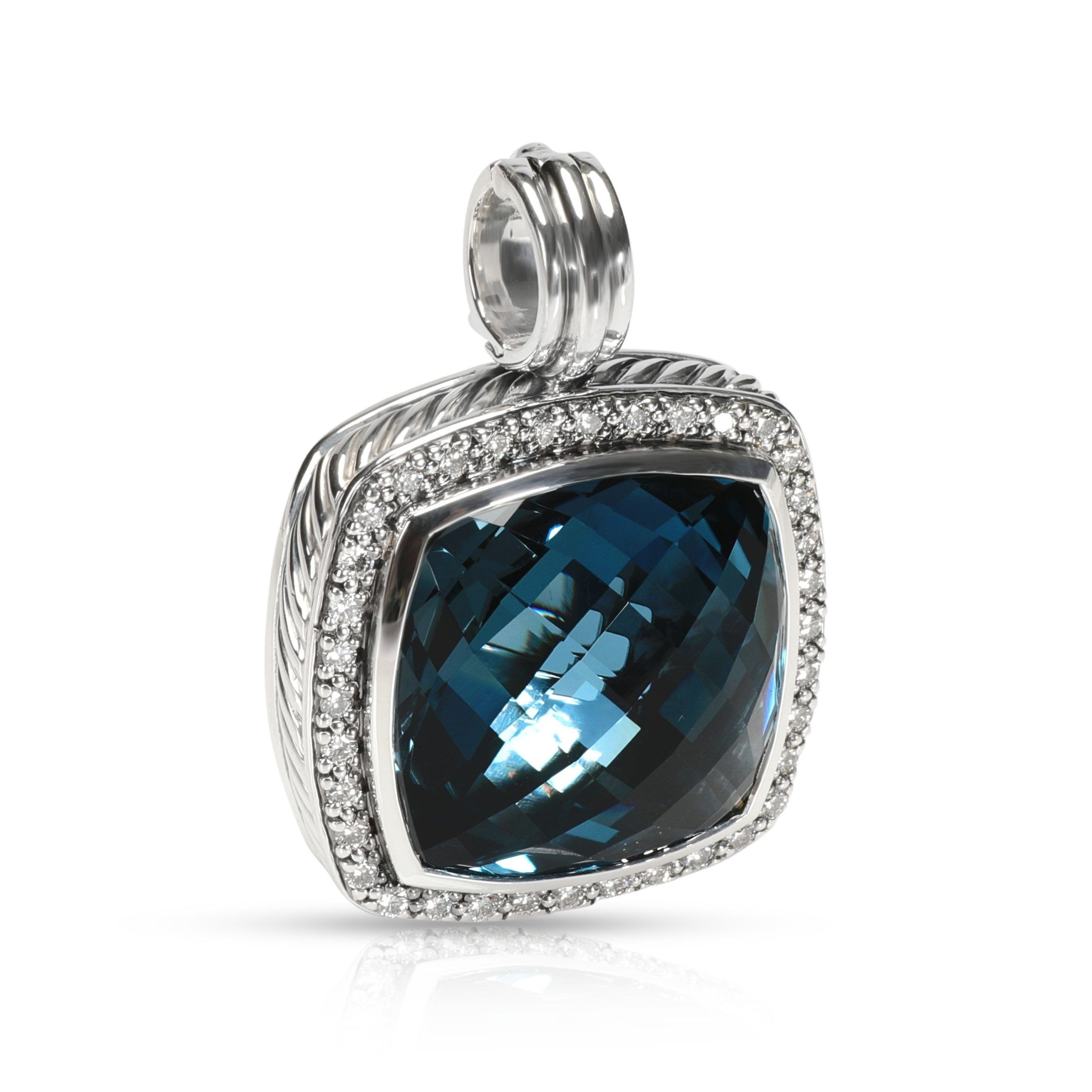 image of David Yurman Albion London Bluetopaz Diamond Pendant In Sterling Silver 0.72 Ctw, Women's