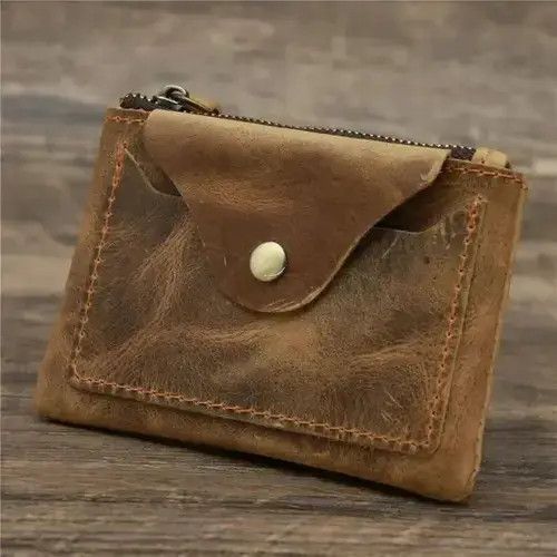 Japanese Brand Men's Handmade Vintage Genuine Leather Coin Purse Wallet Size ONE SIZE - 1 Thumbnail