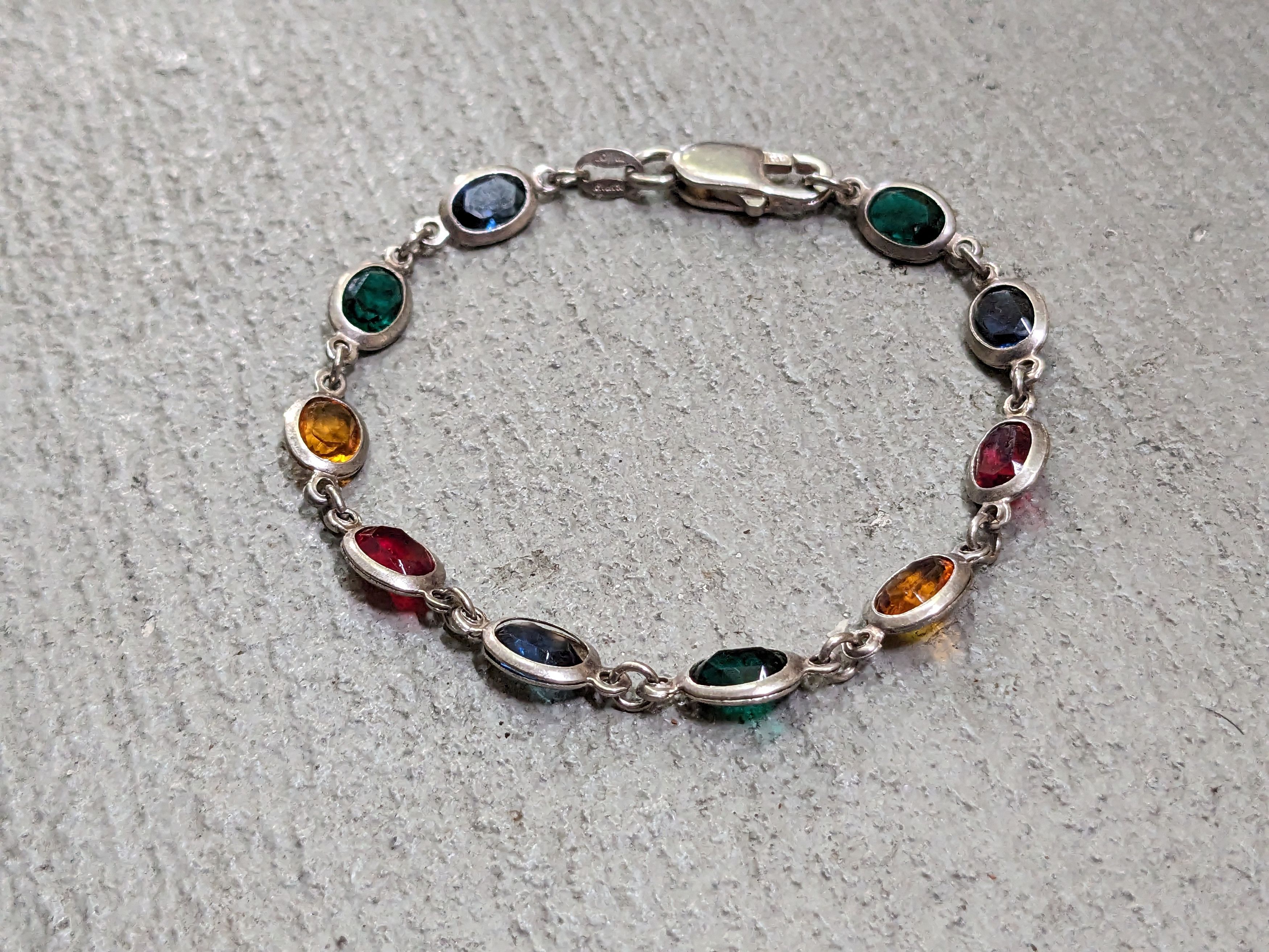 Jewelry Vintage Sterling Silver Bracelet 7.25" Milor Italy Rainbow Size ONE SIZE - 2 Thumbnail