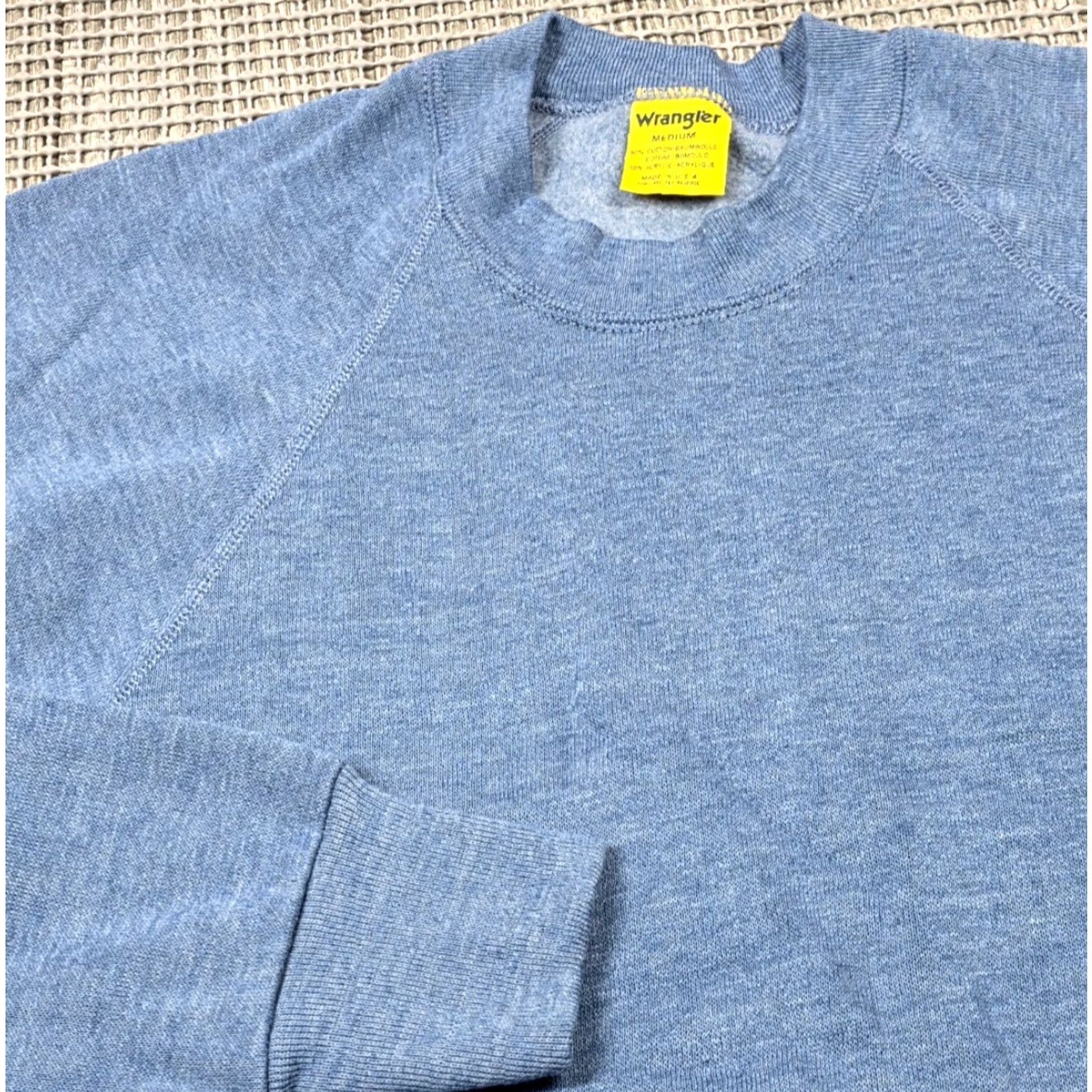 Wrangler VINTAGE Wrangler Raglan Sweatshirt Blue 70s 80s M Crew USA Shirt Men Pullover All Seasons Logo Size US M / EU 48-50 / 2 - 4 Thumbnail