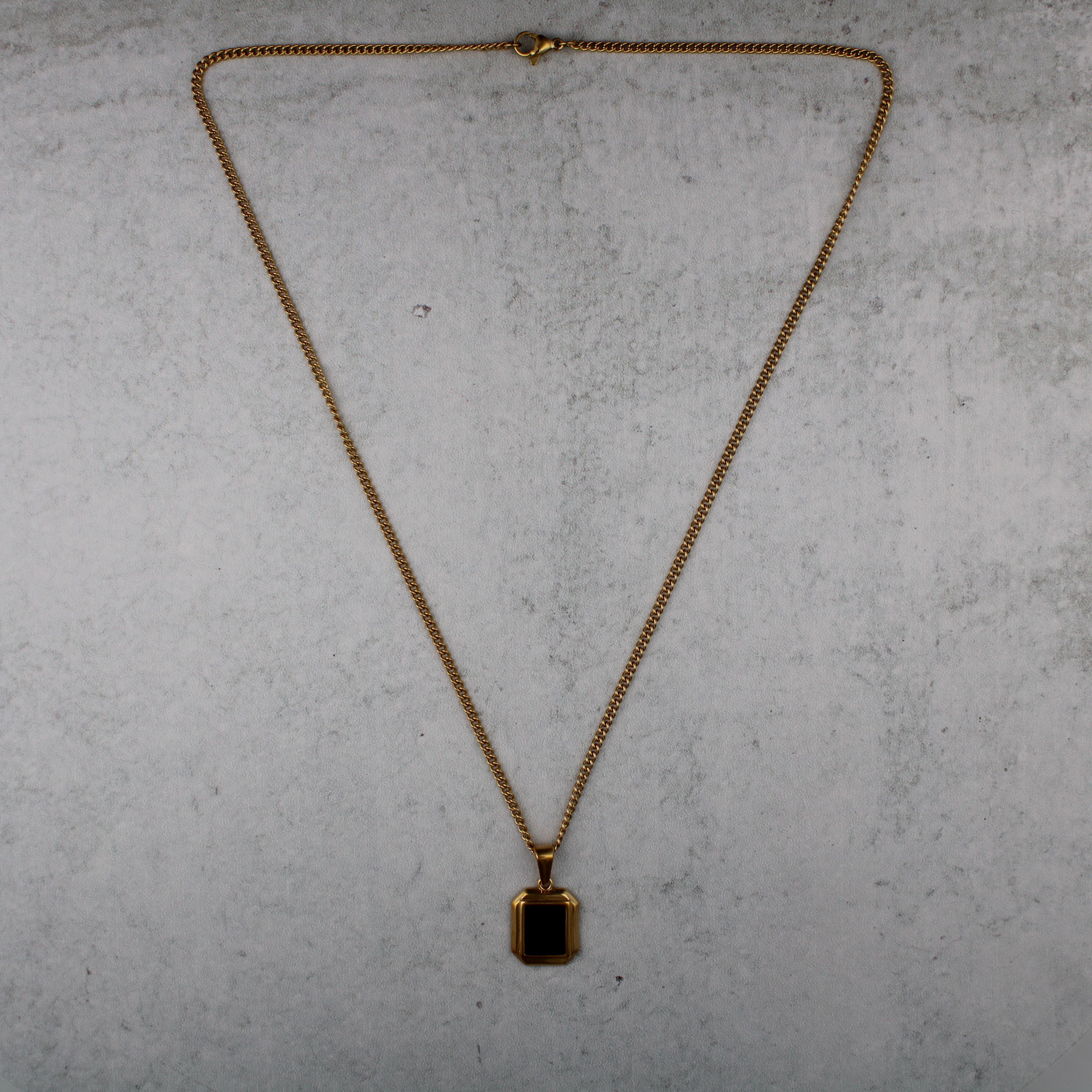 Jewelry Gold Mini Onyx Pendant Necklace Size ONE SIZE - 5 Thumbnail