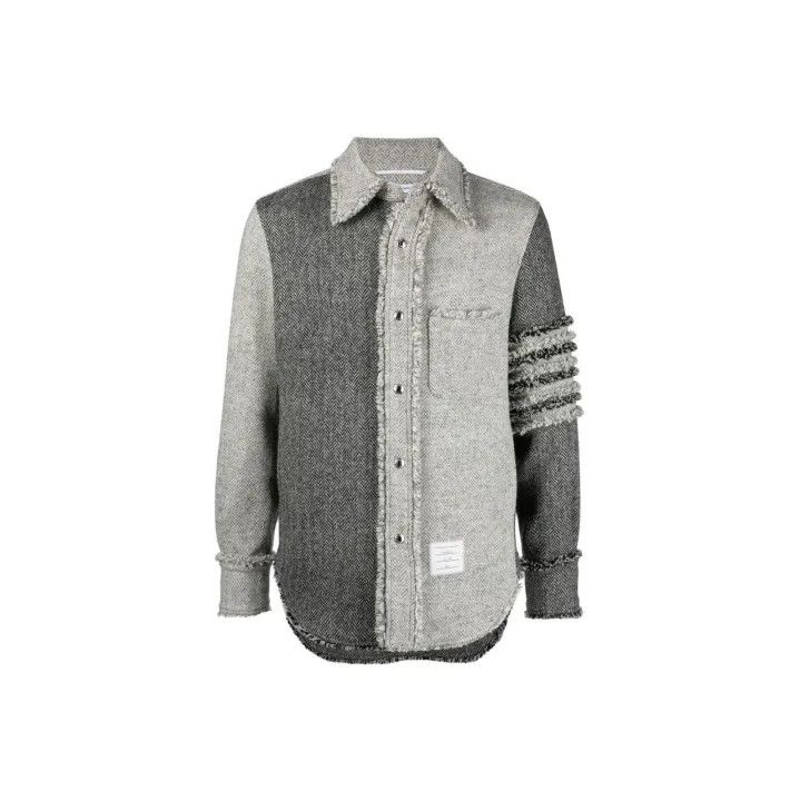 Thom Browne Thom Browne Gray Striped Long Sleeve Jacket Size US M / EU 48-50 / 2 - 1 Thumbnail