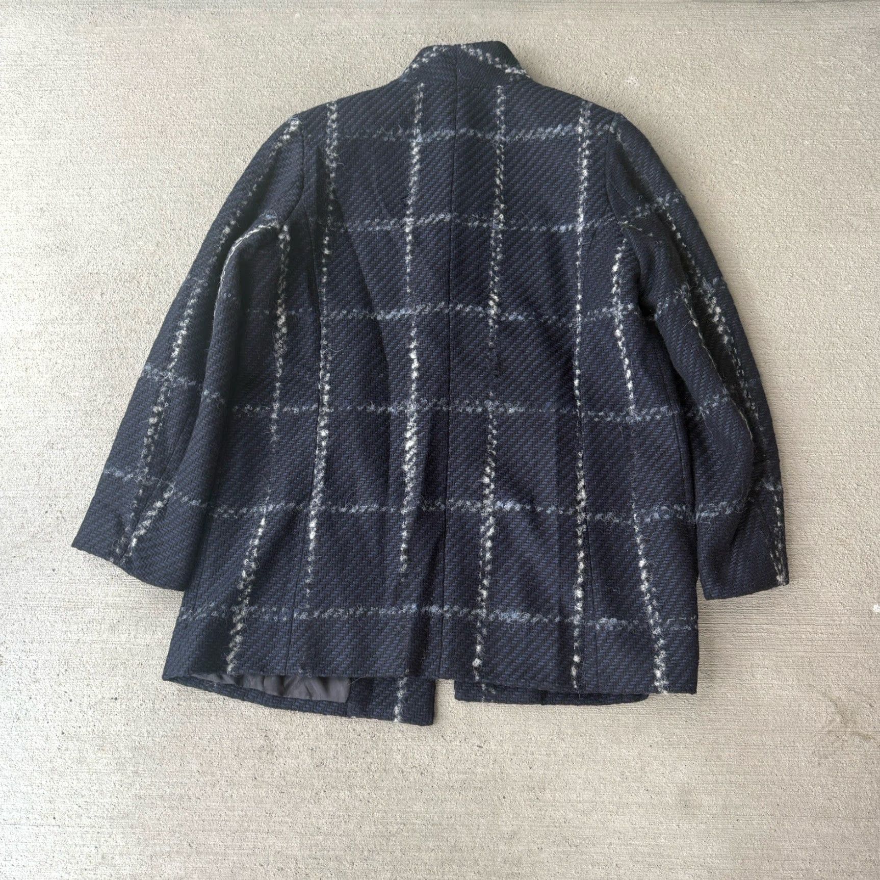 VINTAGE Estelle and Finn Navy Plaid Wool Blend Jacket Multicolor 12 Womens Wool Blend Lining Made in NY Regular Size 12 Women Jacket