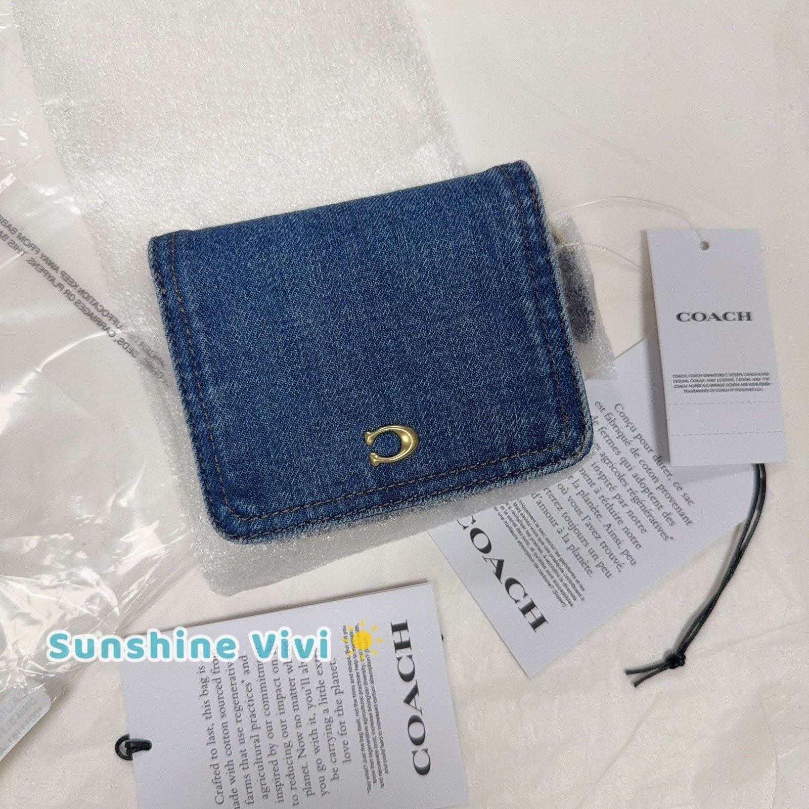 Coach NWT Coach Essential Billfold Denim Wallet CAU96 Deep Blue Size ONE SIZE - 4 Thumbnail