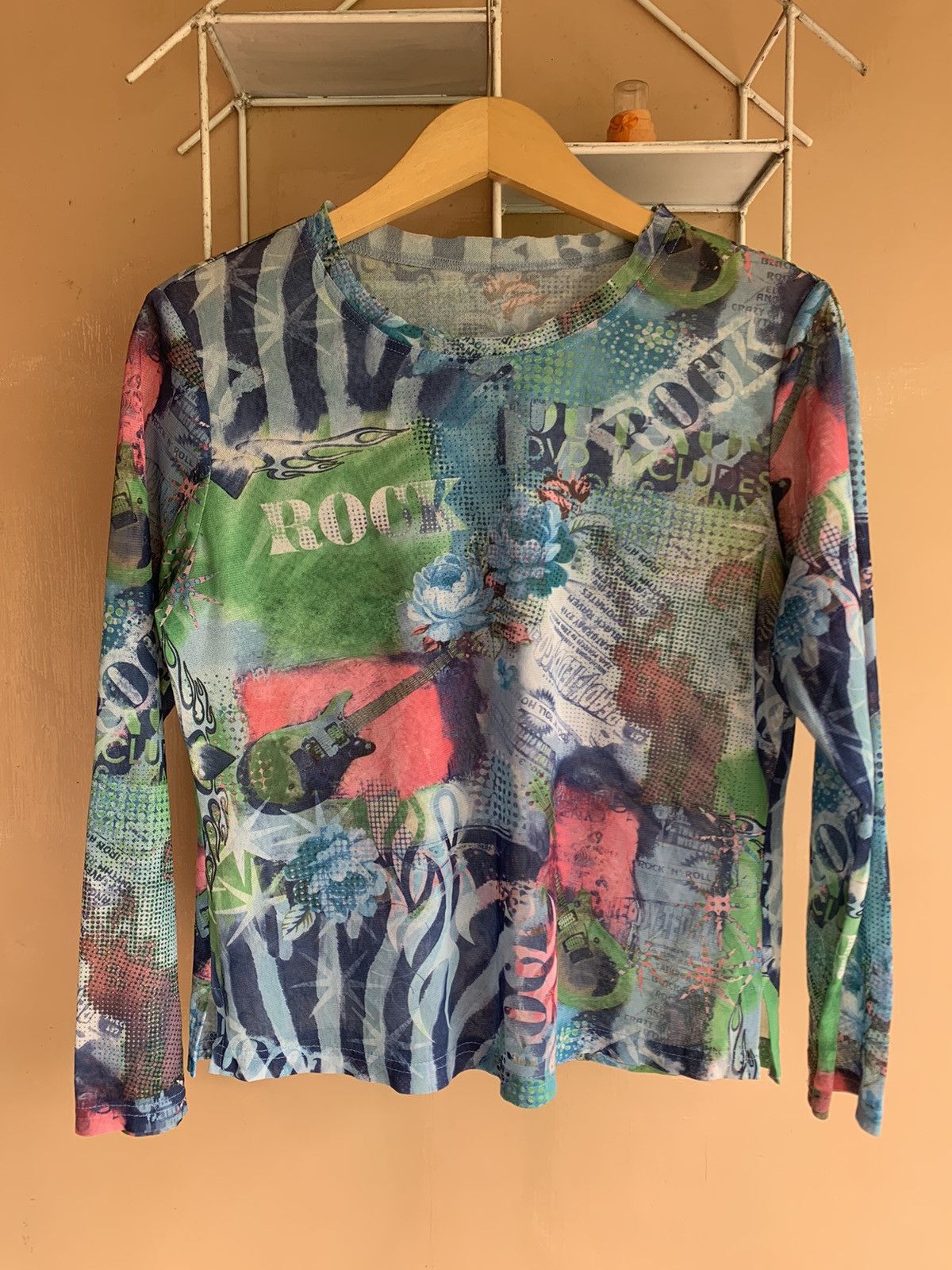 image of Avant Garde x Hysteric Glamour Japanese Meshtop Rock And Flowers, Men's (Size Small)