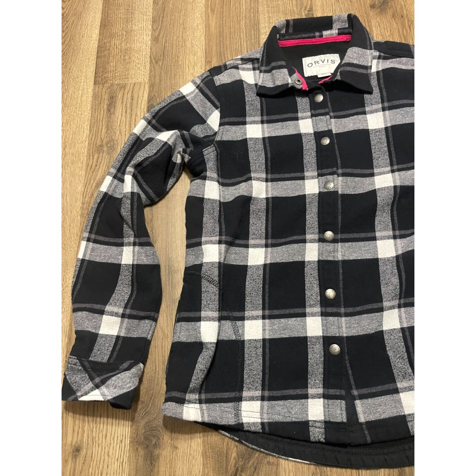 Orvis VINTAGE Orvis Shirt Women’s Size Medium Black White Plaid Button Up Jacket Size M / US 6-8 / IT 42-44 - 3 Thumbnail