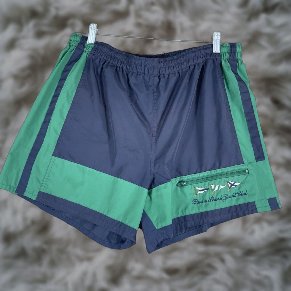Paul & Shark VINTAGE Paul & Shark Yacht Club Swim Trunks Mens XL Blue Green Italy 4" Inseam Preppy Size US 36 / EU 52 - 1 Thumbnail