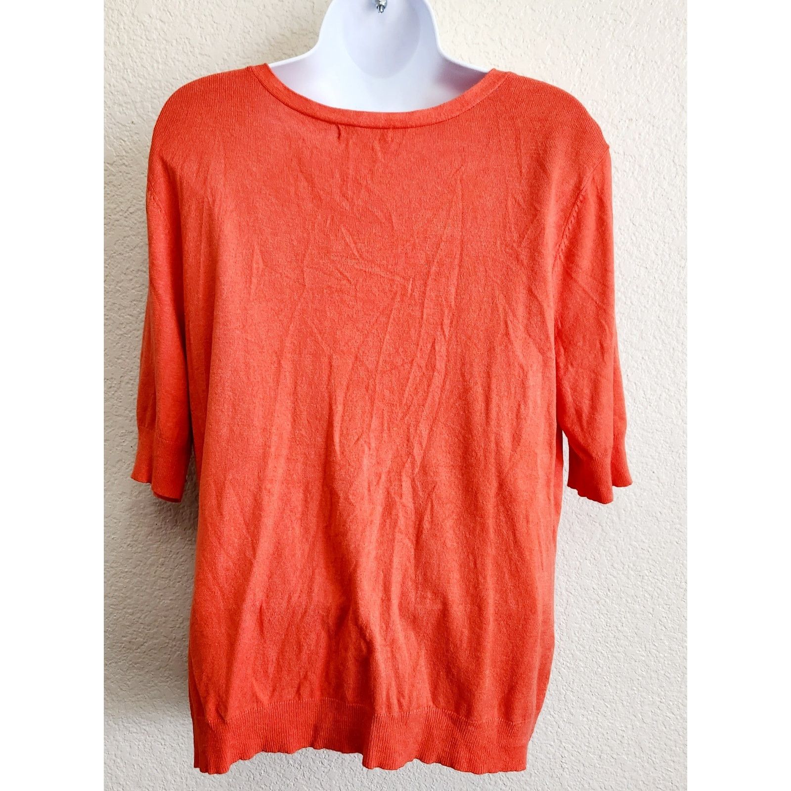 Other New York & Company Orange Short Sleeves Cardigan XL Size XL / US 12-14 / IT 48-50 - 3 Thumbnail