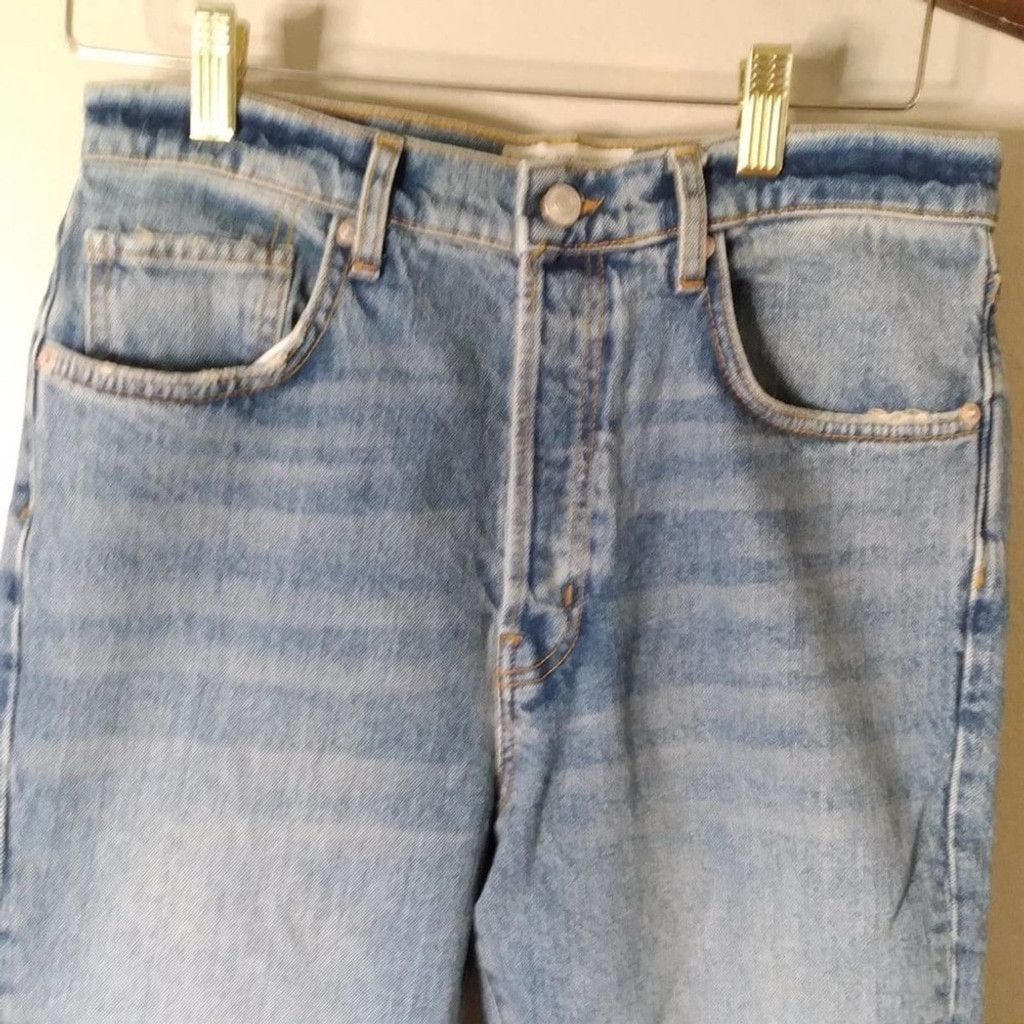 Free People We The Free Denim Jeans Raw Frayed Hem Distressed Size 29 Size 29" - 2 Thumbnail