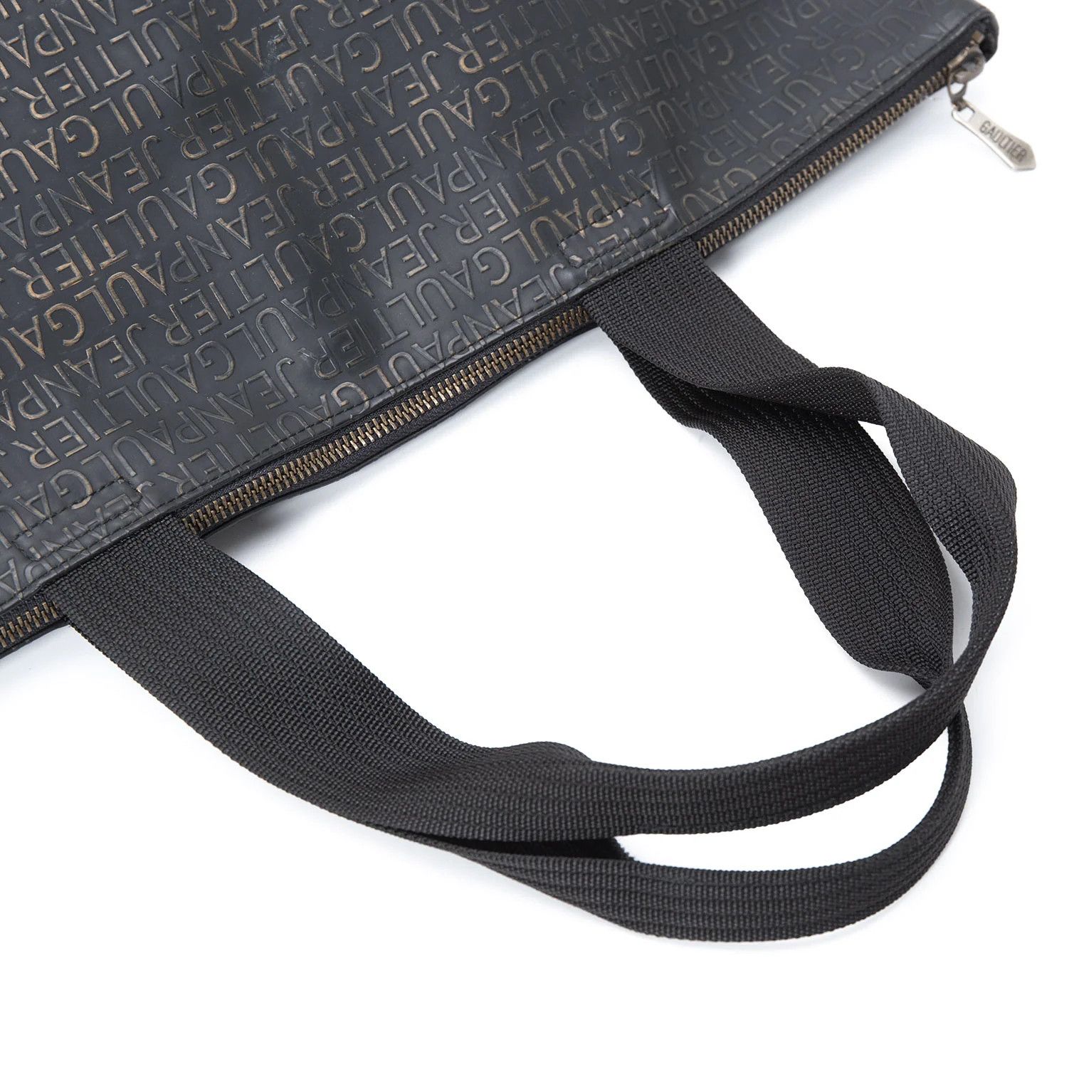 Jean Paul Gaultier Typography Embossed Tote Bag in Black/Bronze Size ONE SIZE - 10 Thumbnail