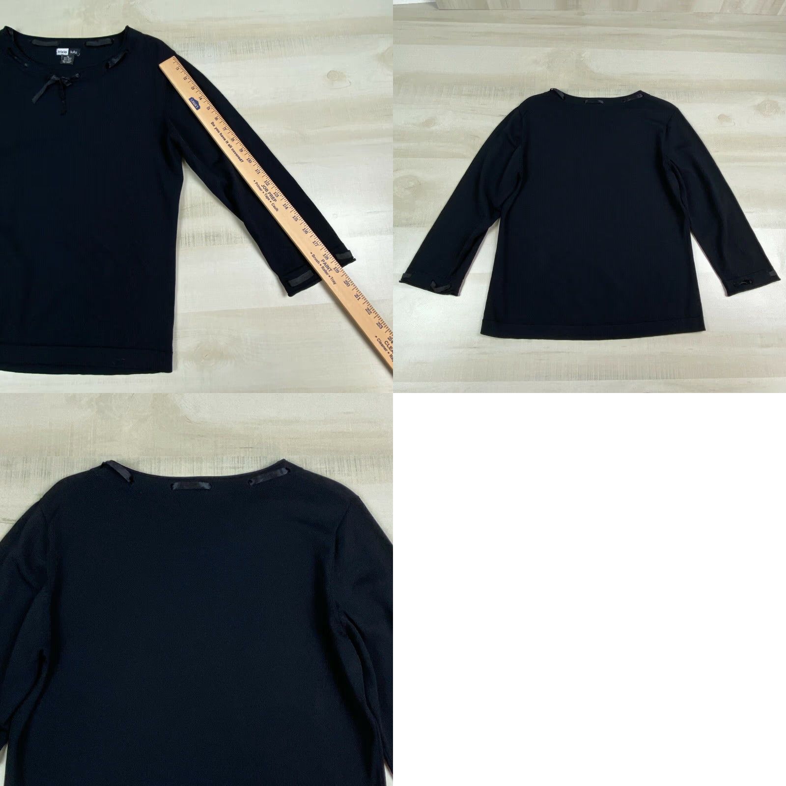 Vintage Trixie Lulu Womens Blouse XL Black 3/4 Sleeves Casual Ladies Size XL / US 12-14 / IT 48-50 - 8 Thumbnail